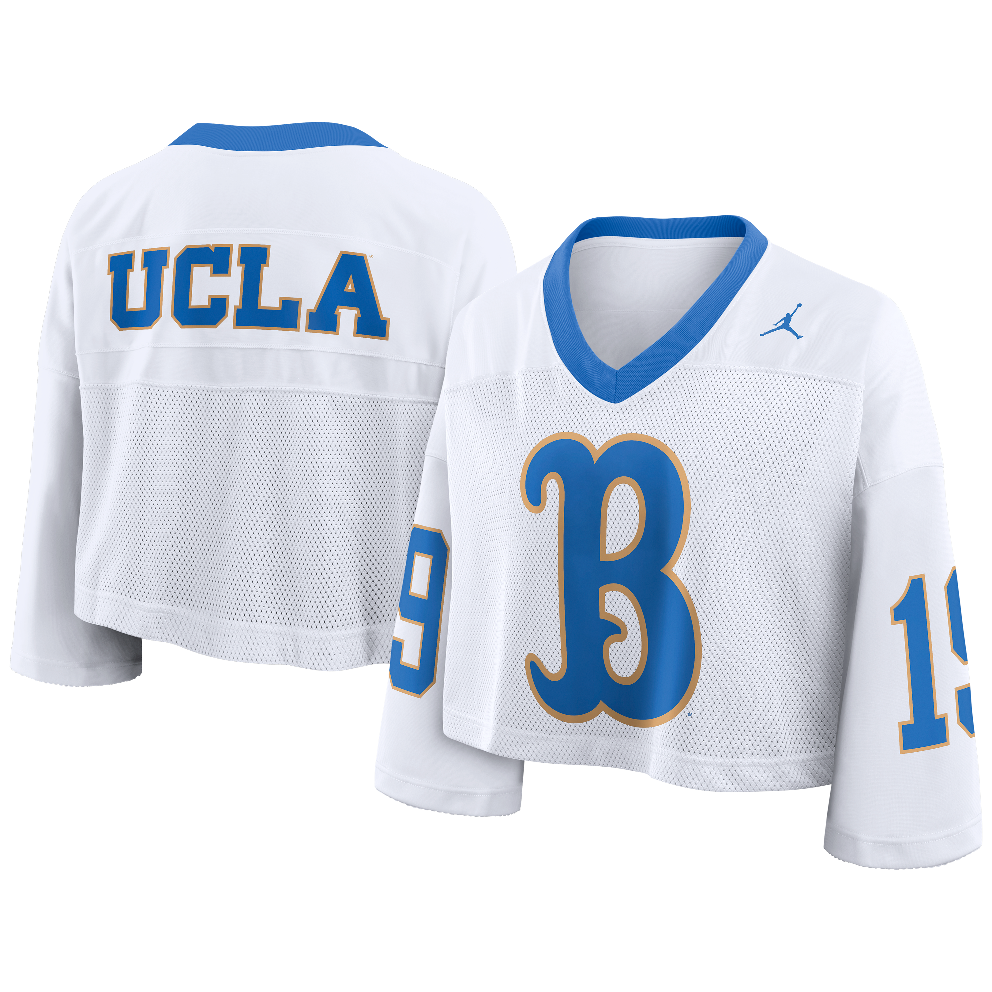 Women's Nike White UCLA Bruins Oversized Logo Cropped Fashion Jersey