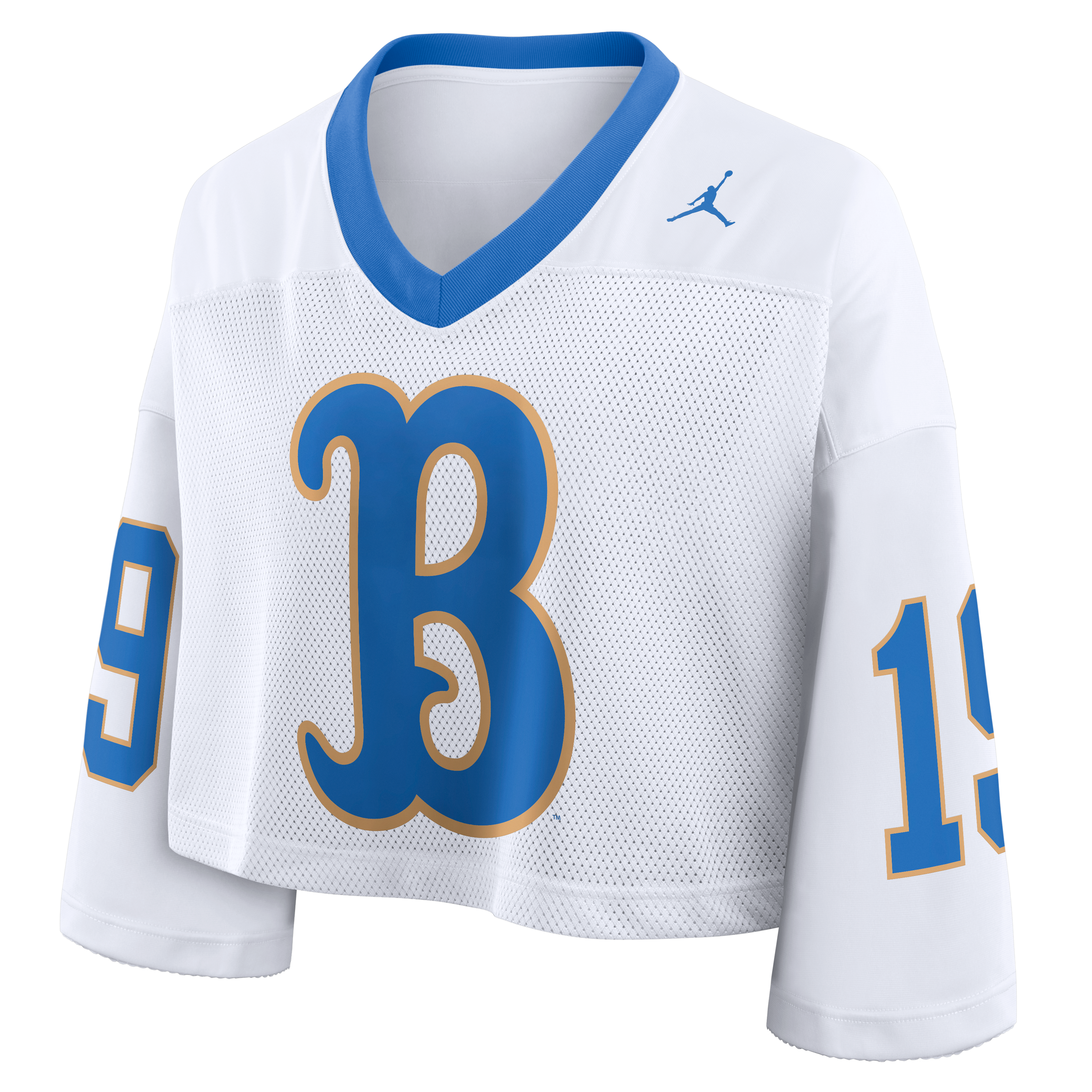 Women's Nike White UCLA Bruins Oversized Logo Cropped Fashion Jersey