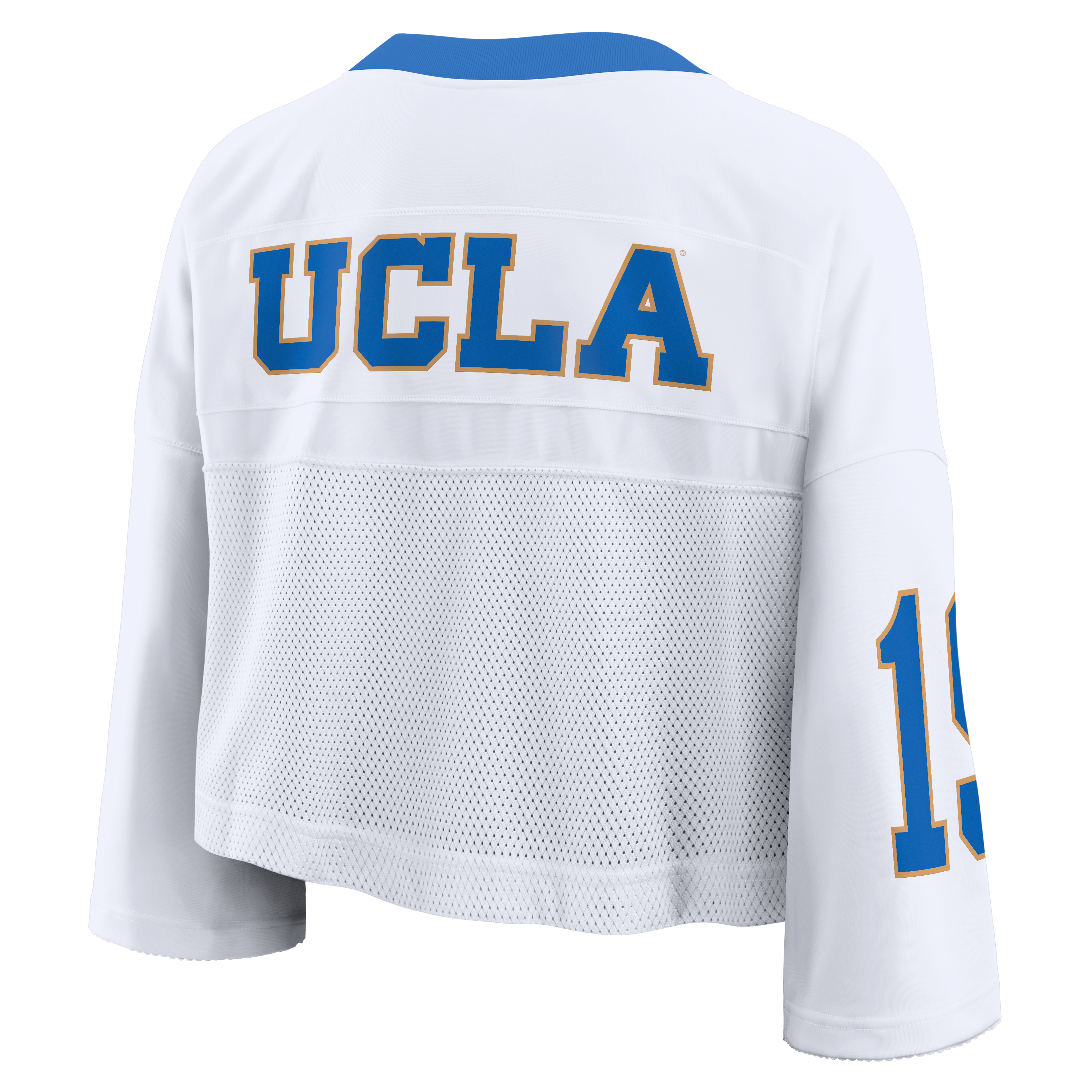 Women's Nike White UCLA Bruins Oversized Logo Cropped Fashion Jersey