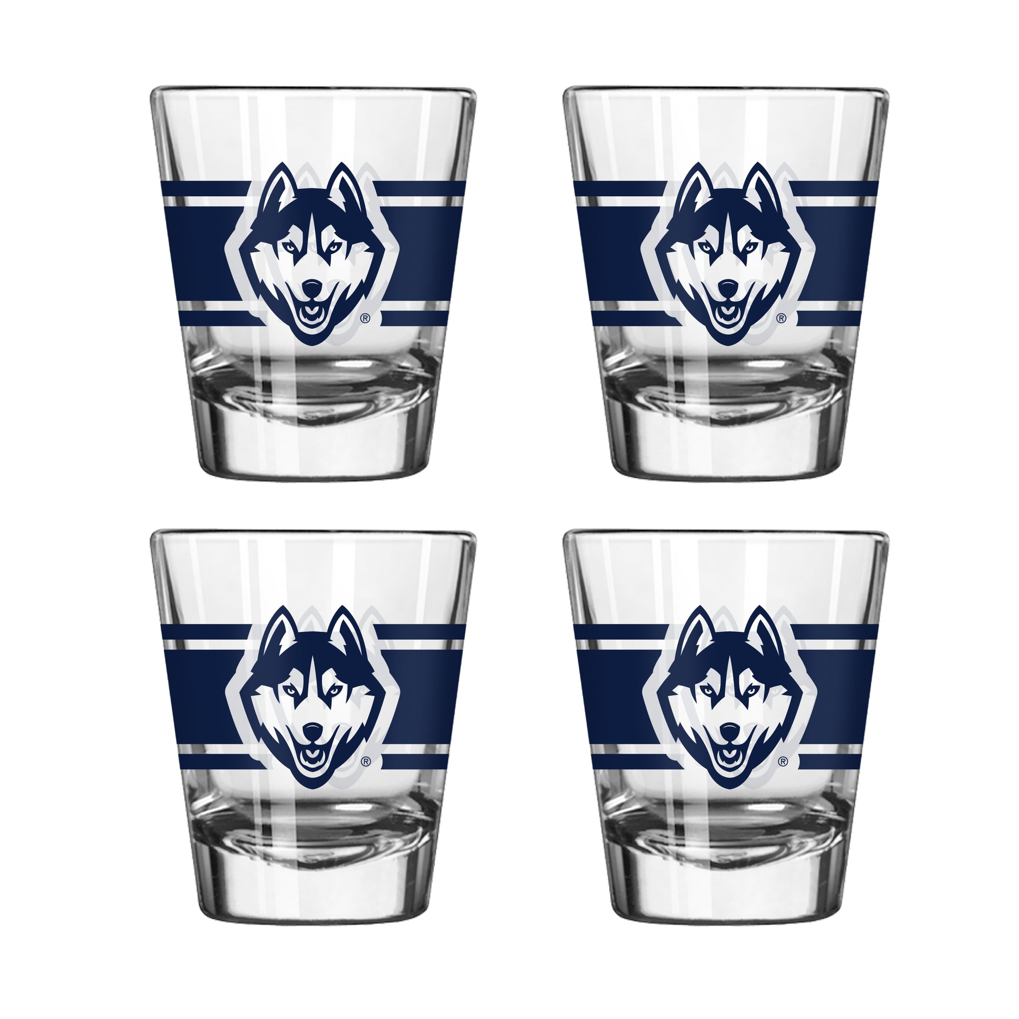 Logo Brands UConn Huskies Four-Piece Stripe Shot Glass Set