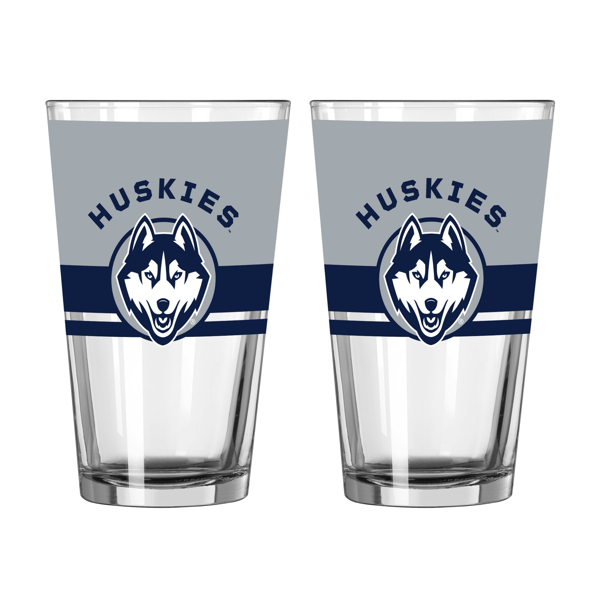 Ensemble de deux verres à bière Horizon de 473 ml (16 oz) Logo Brands UConn Huskies