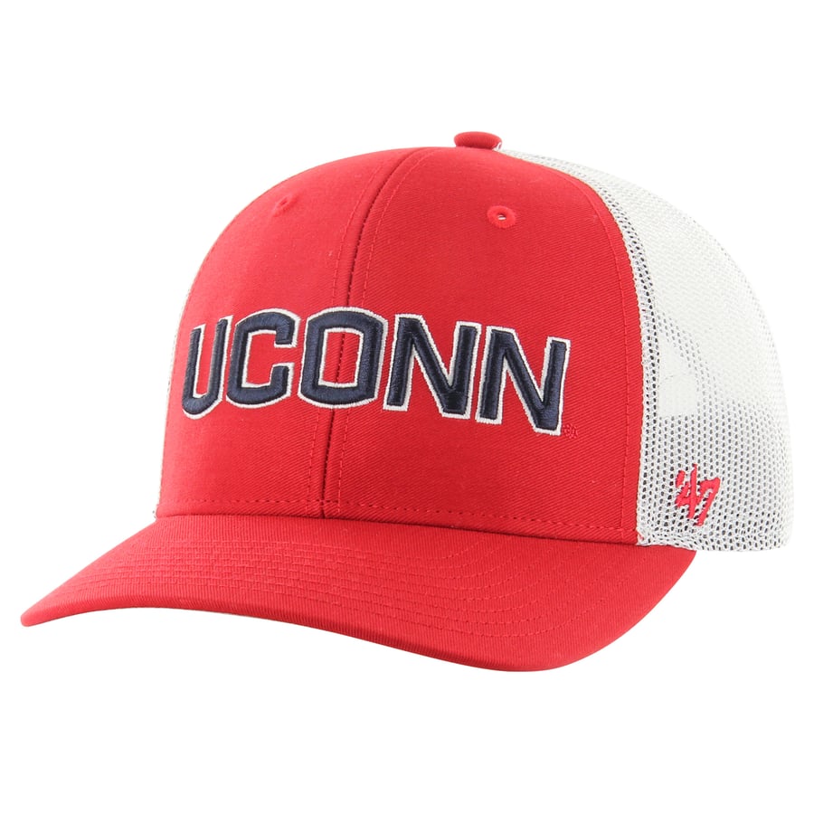 Men's '47 Red UConn Huskies Script Adjustable Trucker Hat