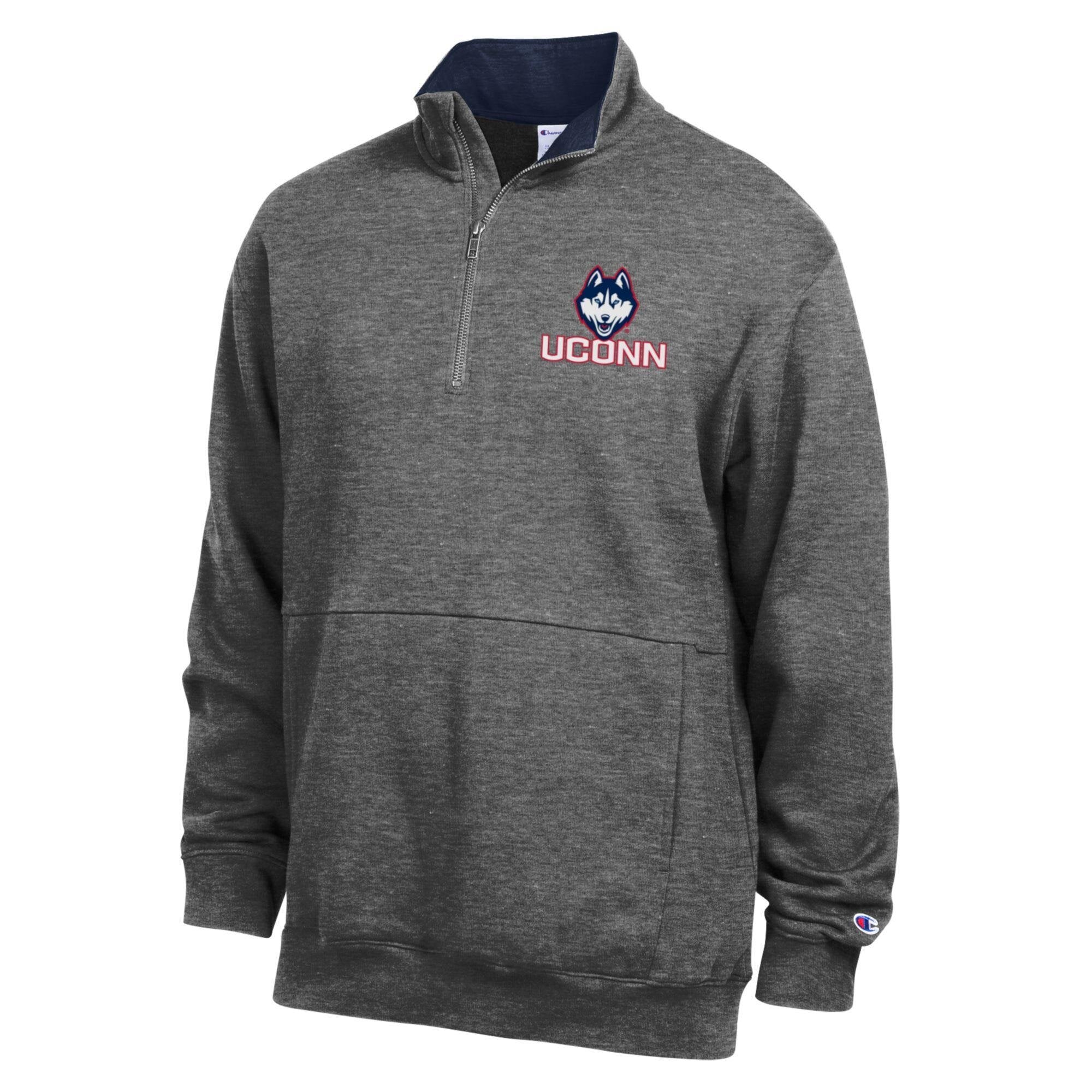 Men's Champion  Navy UConn Huskies Fleece Quarter-Zip Pullover