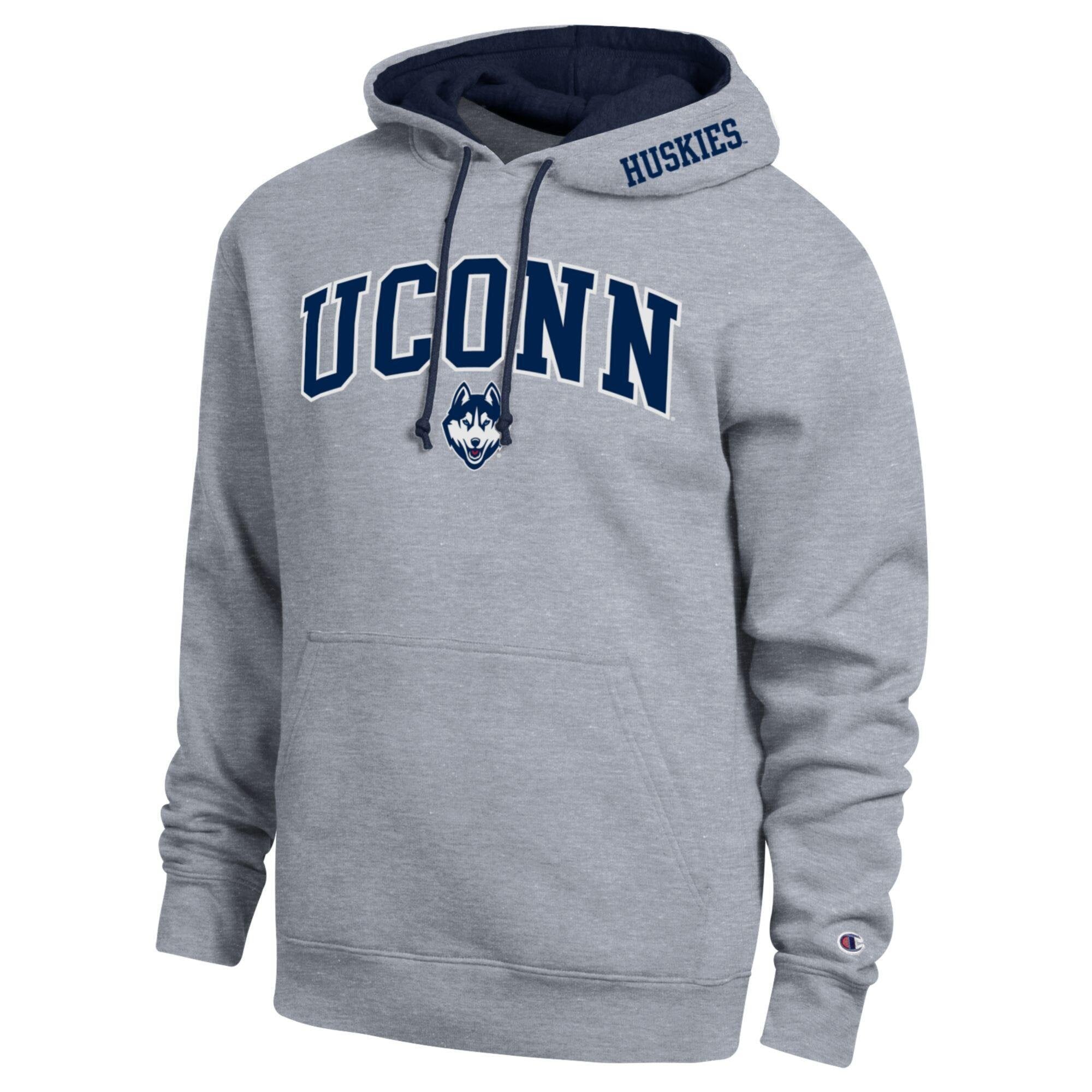 Men's Champion  Navy UConn Huskies Arch Tackle Twill Hoodie