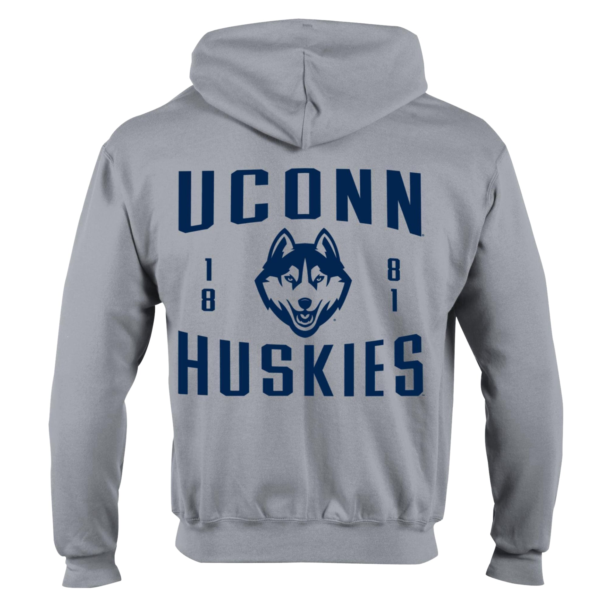 Men's Champion Heather Gray UConn Huskies Varsity Powerblend Full-Zip Fleece Hoodie