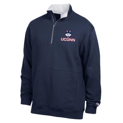  UConn Huskies Champion Fleece Quarter-Zip Pullover - Navy
