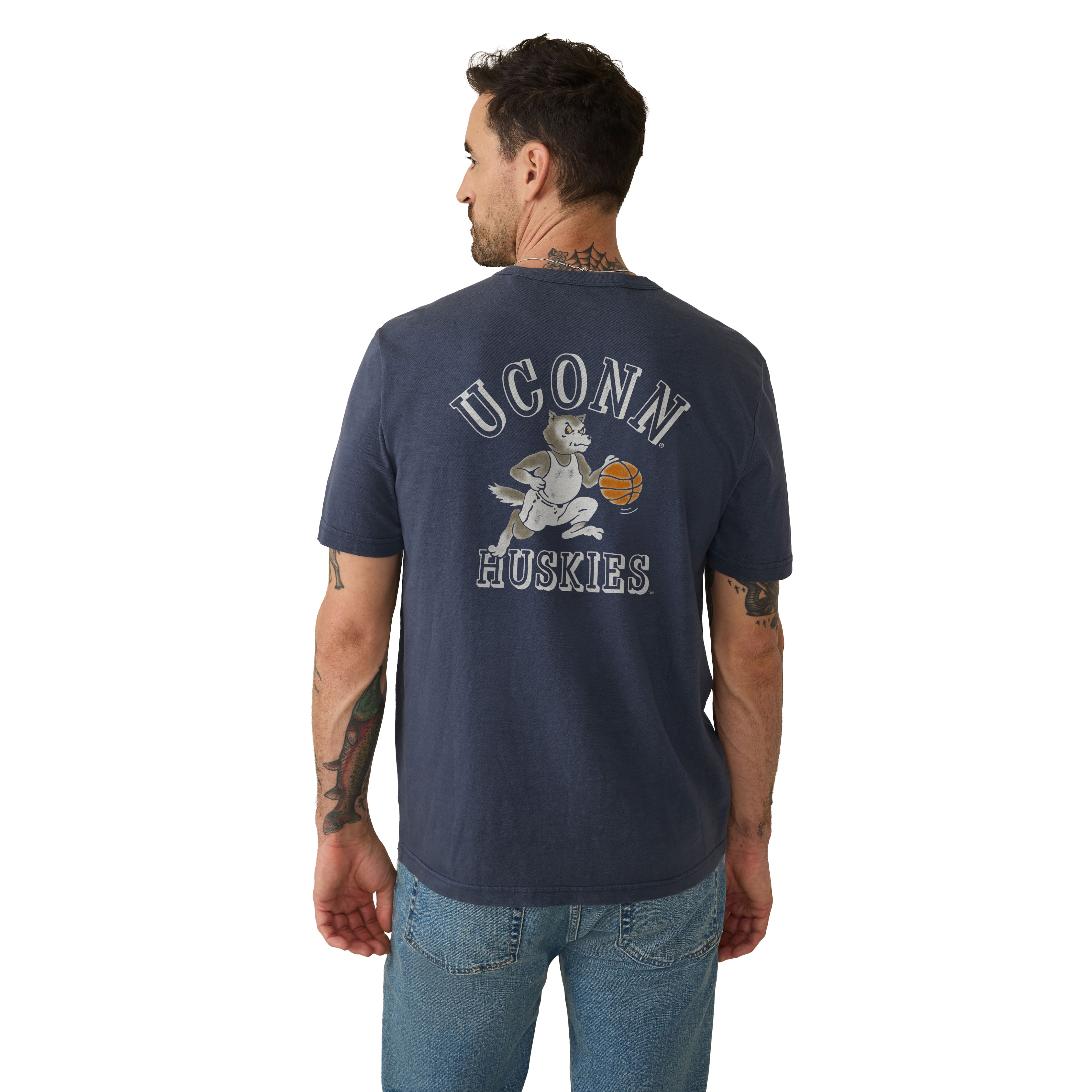T-shirt à poche FAHERTY bleu marine UConn Huskies pour homme