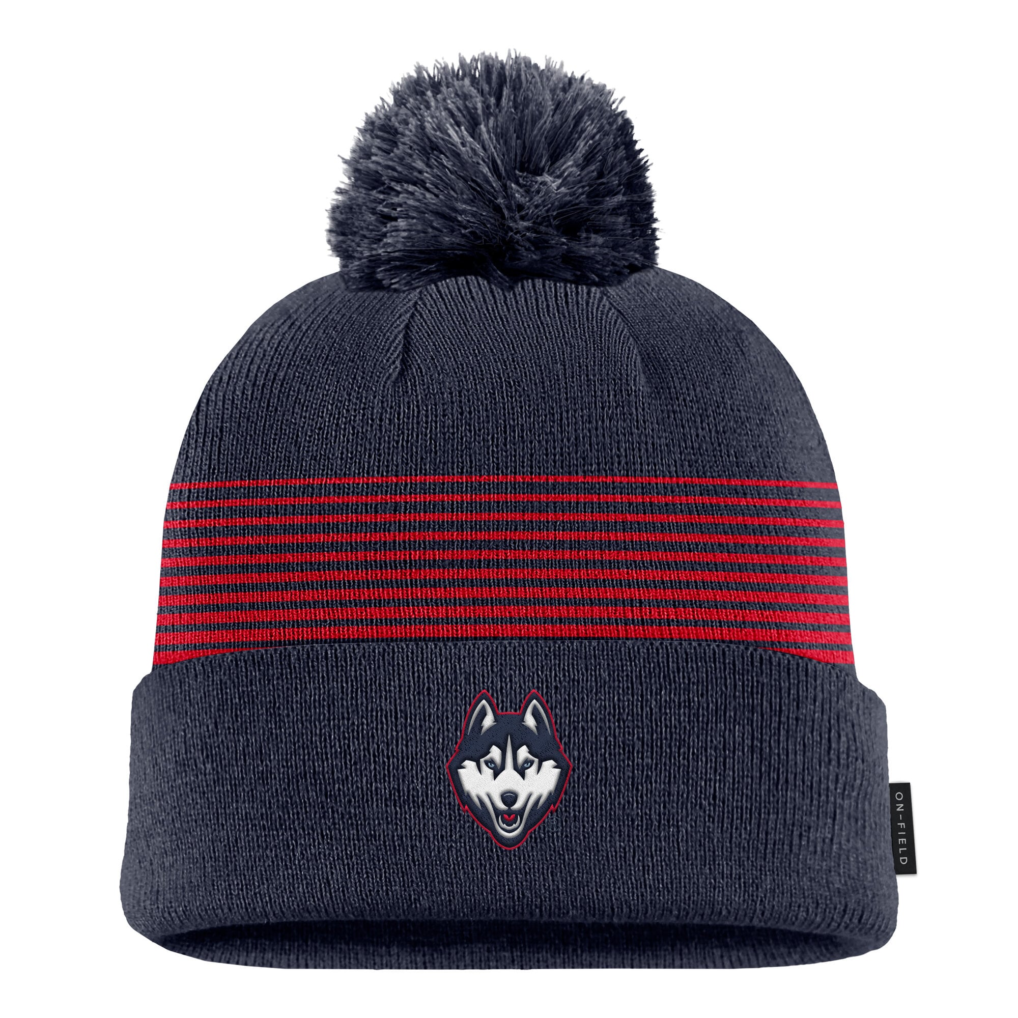 Men's Nike Navy UConn Huskies 2026 On-Field Peak Cuffed Knit Hat with Pom