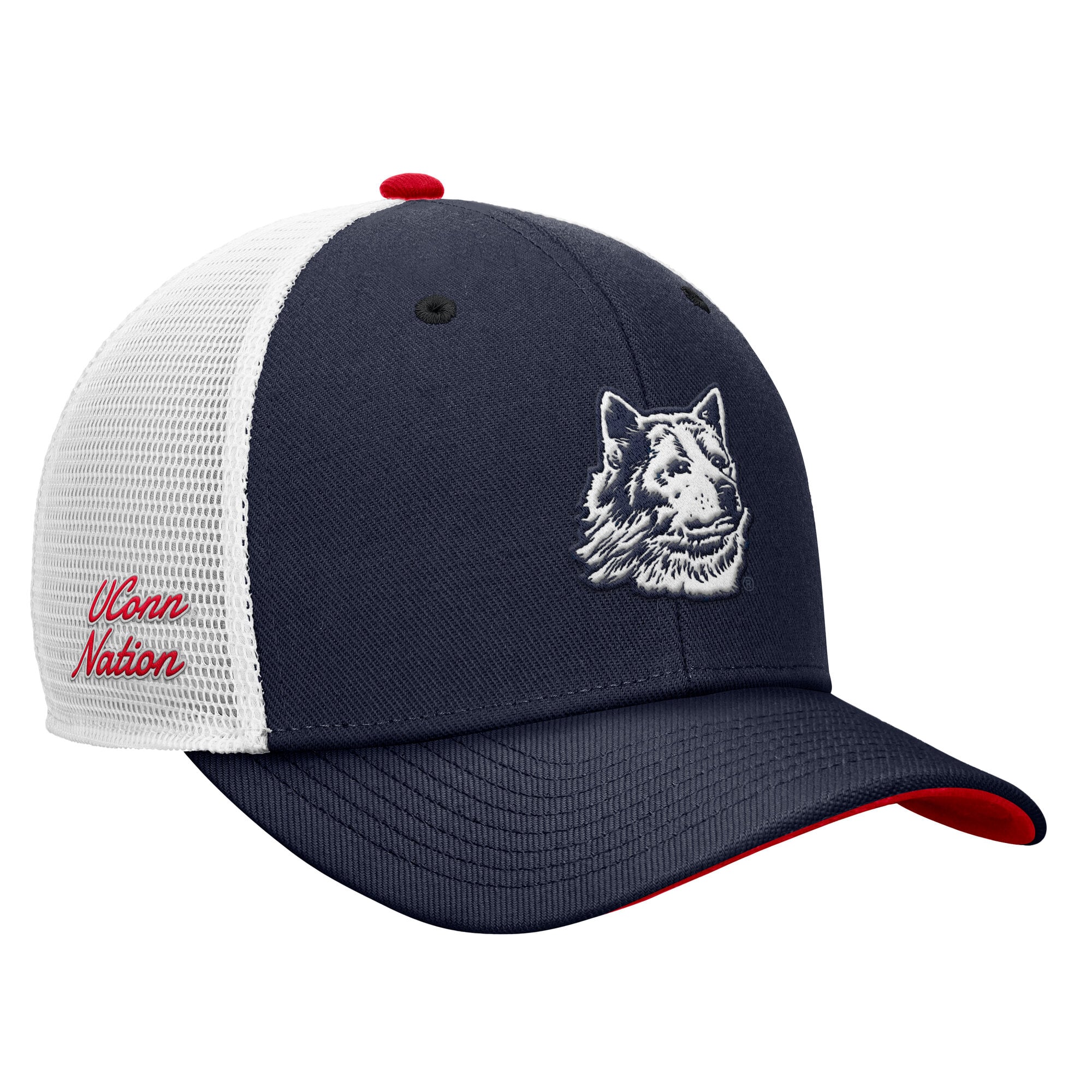 Casquette trucker ajustable Nike UConn Huskies Legacy Mascot bleu marine pour homme