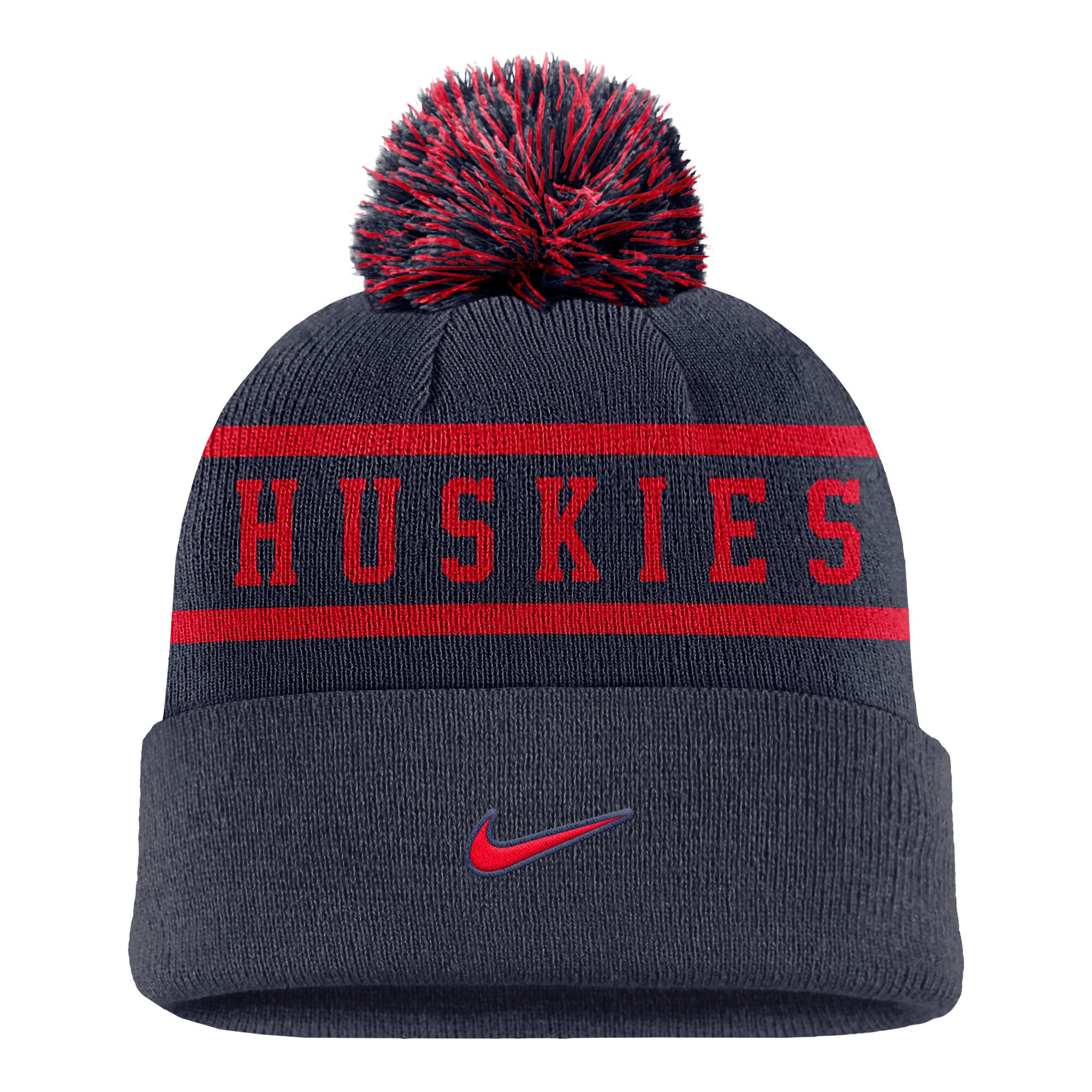 Bonnet à revers Nike UConn Huskies Peak bleu marine pour homme avec pompon