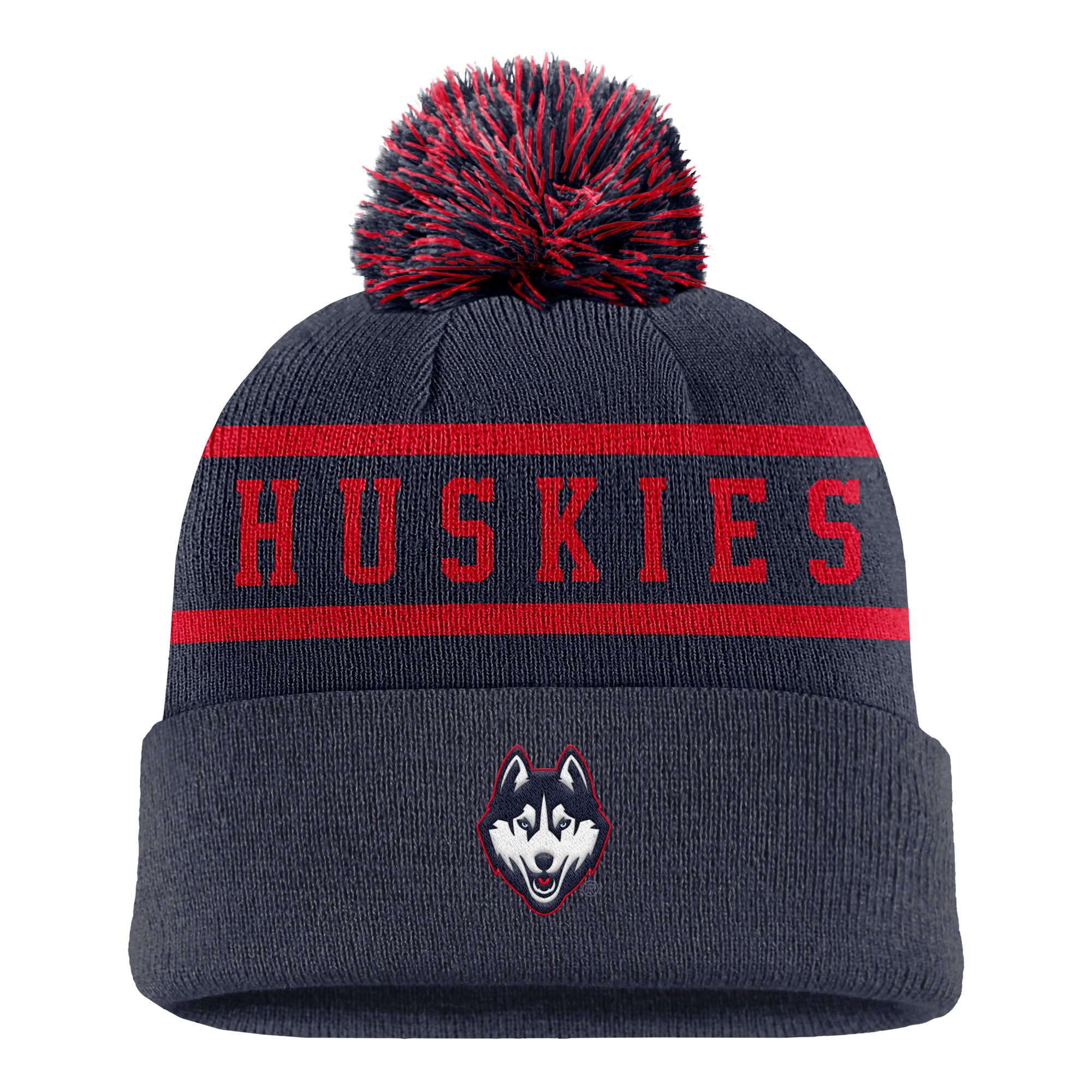 Bonnet à revers Nike UConn Huskies Peak bleu marine pour homme avec pompon