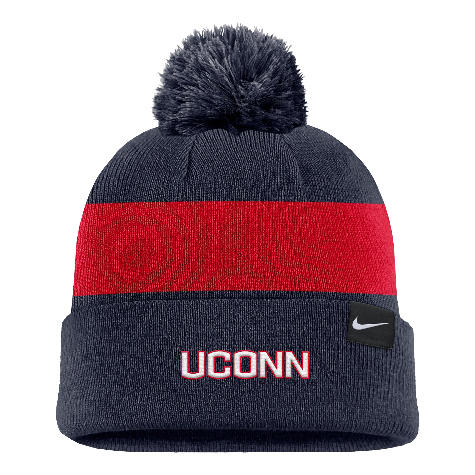 Bonnet à rayures et logo Nike UConn Huskies Primetime bleu marine pour homme, avec pompon