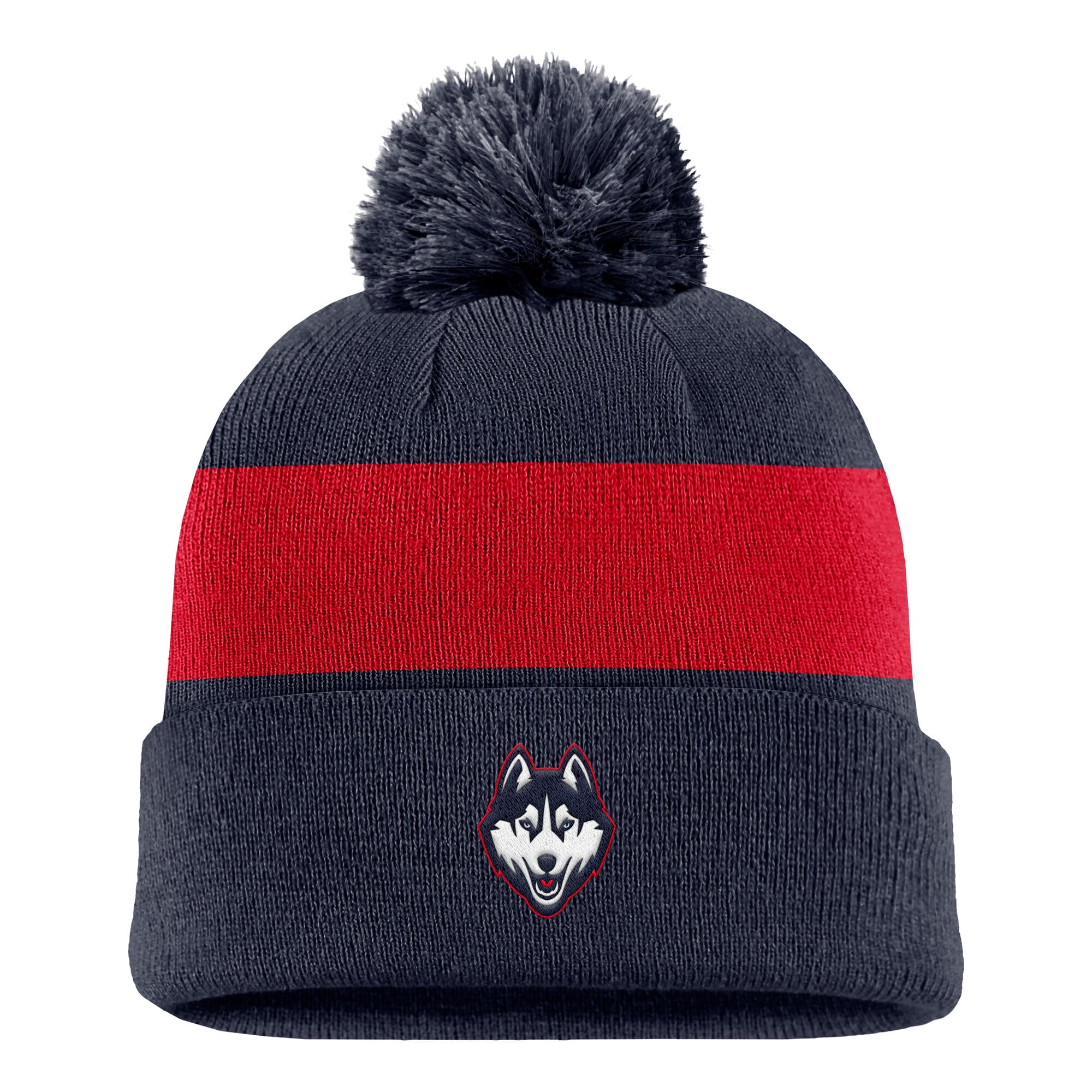 Bonnet à rayures et logo Nike UConn Huskies Primetime bleu marine pour homme, avec pompon