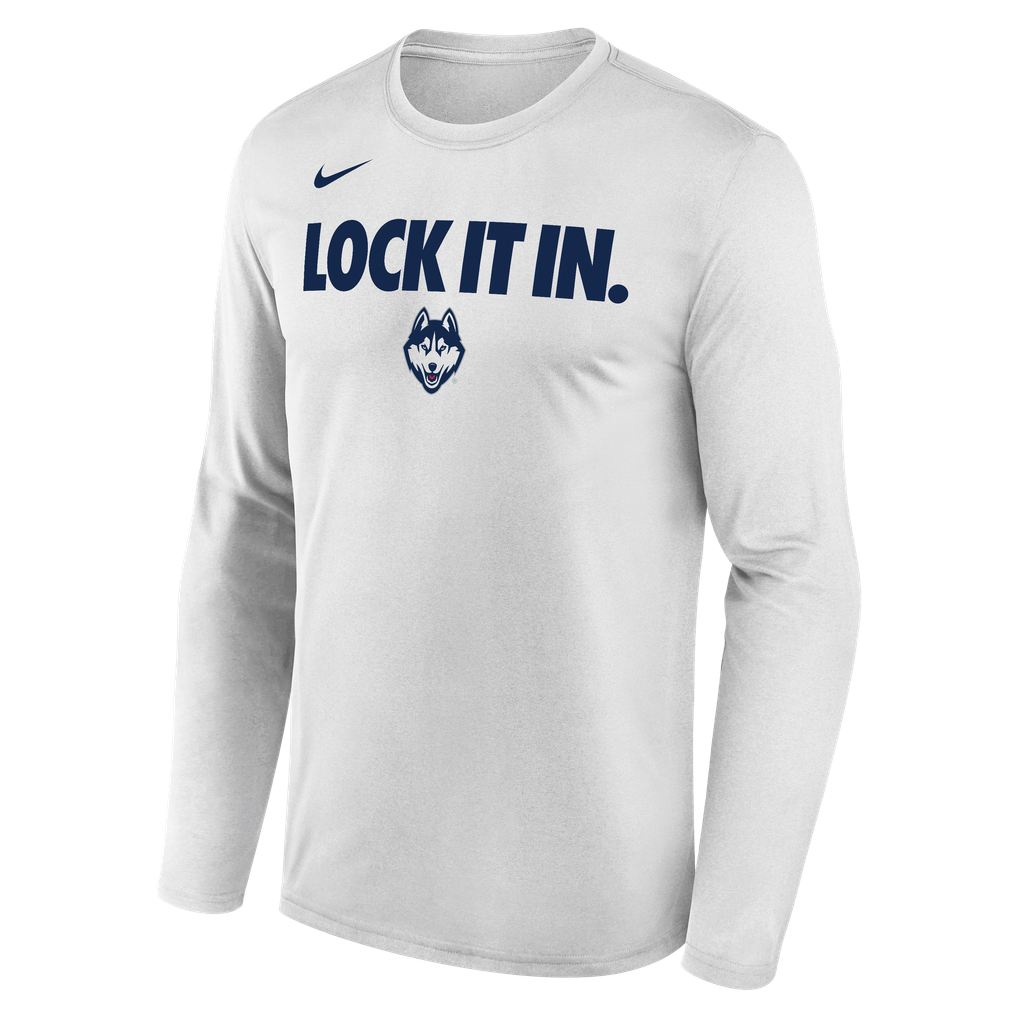 Men's Nike White UConn Huskies 2026 On-Court Bench Long Sleeve T-Shirt