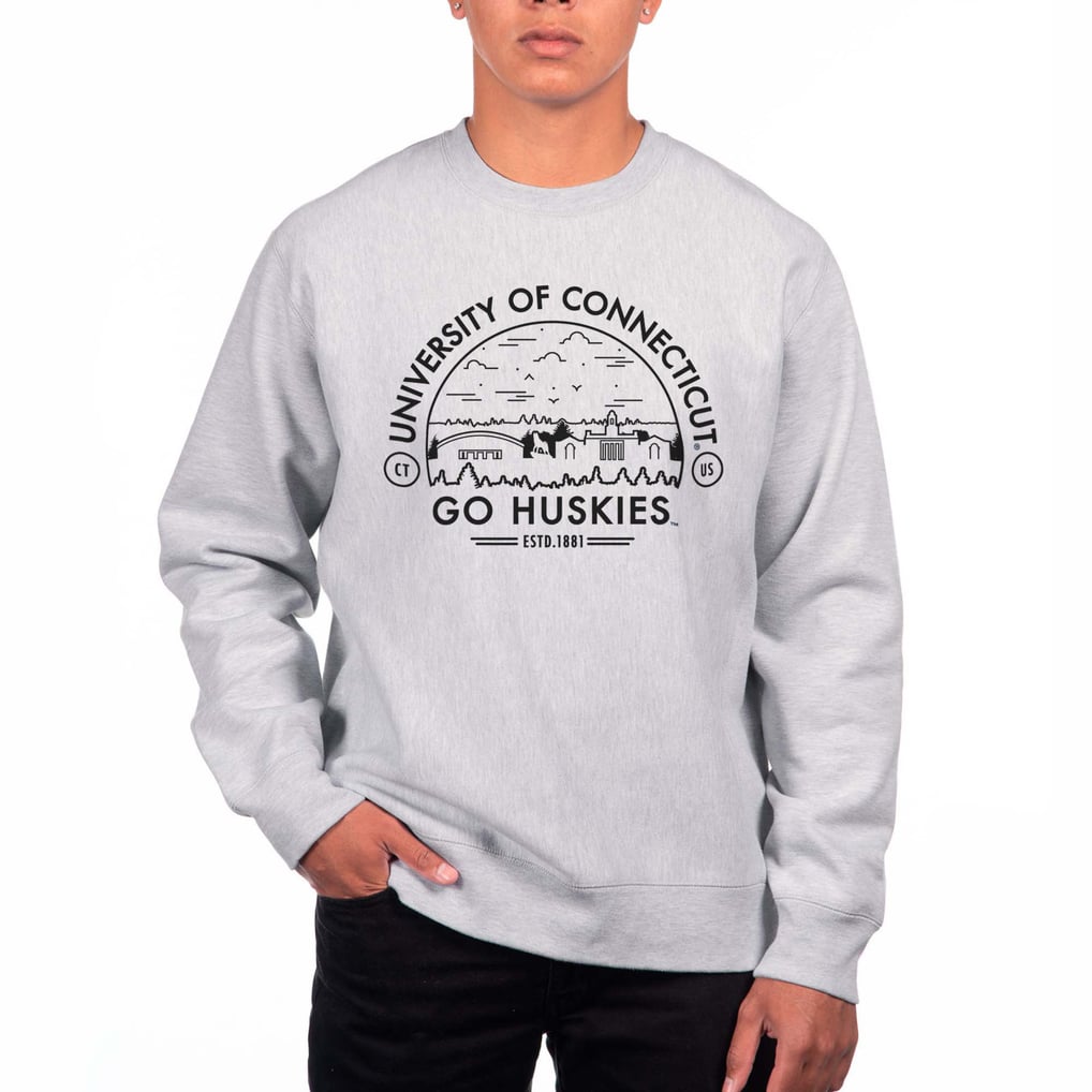 Men's Uscape Apparel Gray UConn Huskies Premium Heavyweight Crew Neck ...
