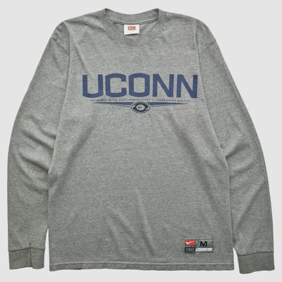 UConn Huskies Nike 2000s Long Sleeve T-shirt - Dark Heather Gray - S by Fanatics Real Vintage