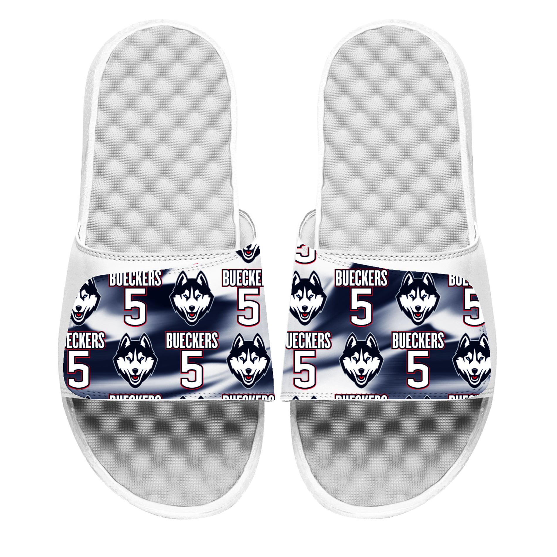 Unisex ISlide Paige Bueckers White UConn Huskies Logo Pattern Slide Sandals