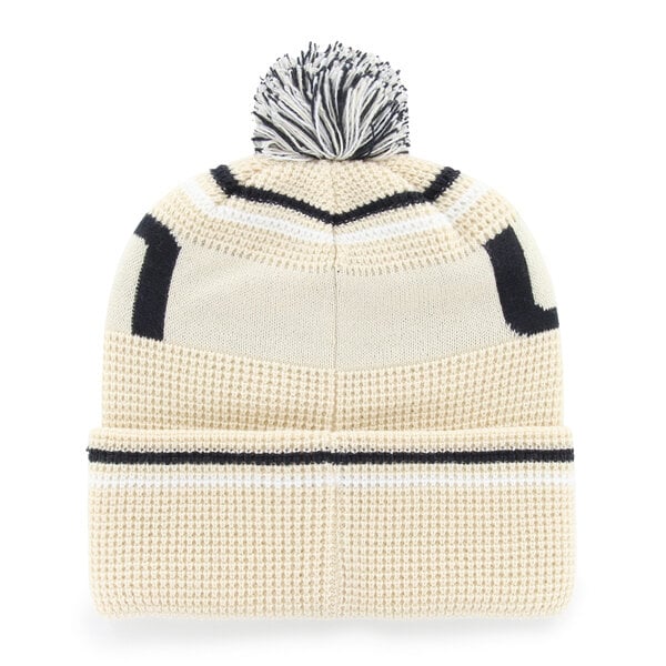 Bonnet unisexe '47 crème UConn Huskies en maille gaufrée à revers avec pompon