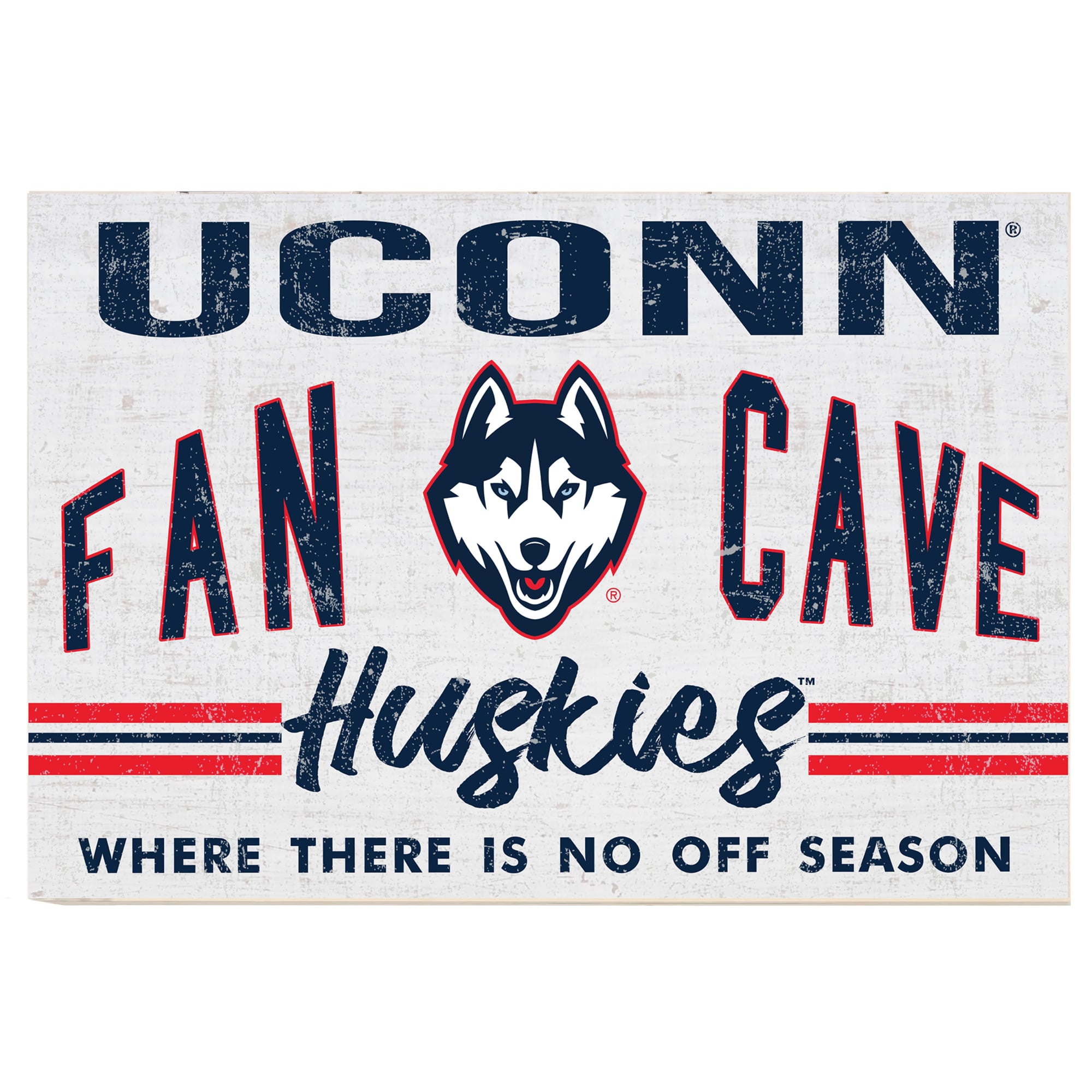 Uconn Hand Sign White UConn Huskies 24'' x 34'' Fan Cave Wood Sign