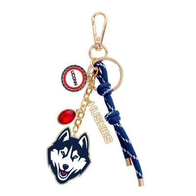 UConn Huskies CANVAS Style Women's 18K Gold-Plated Cluster Bag Charm