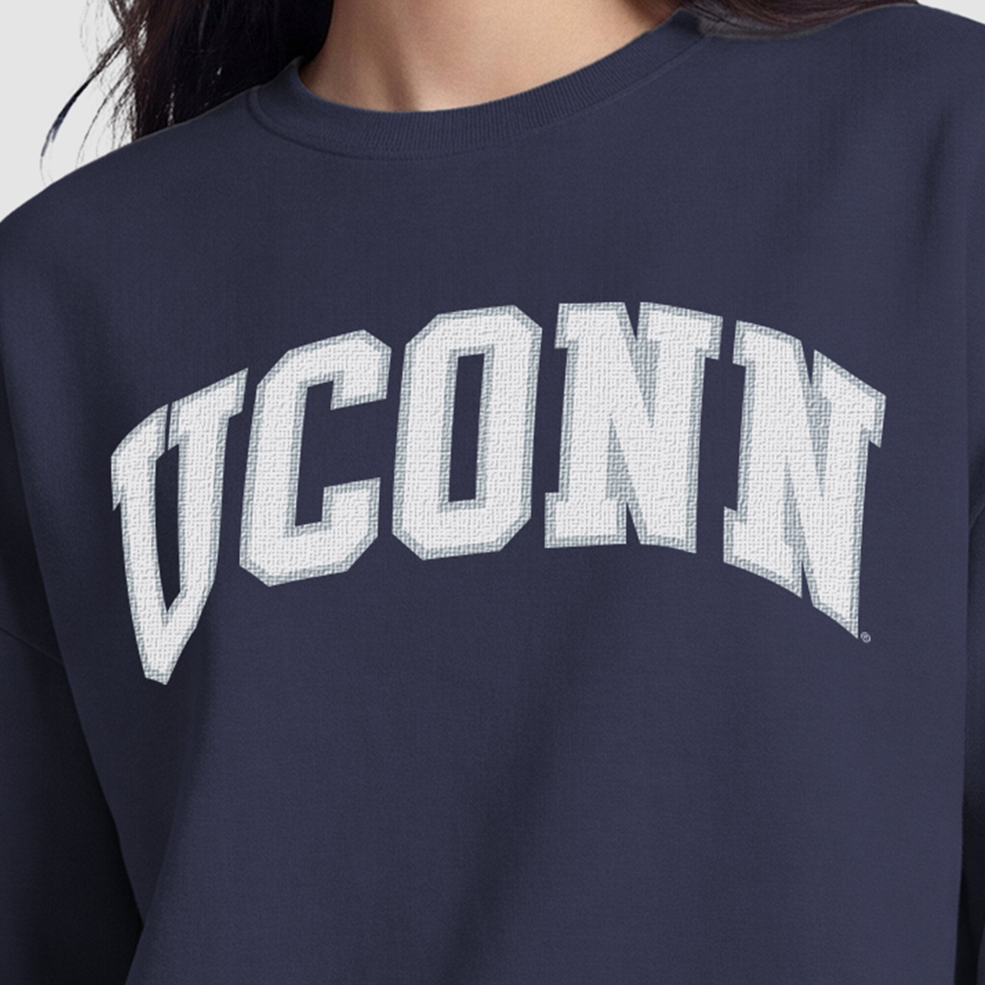 Sweat-shirt polaire à col rond Champion bleu marine UConn Huskies pour femmes