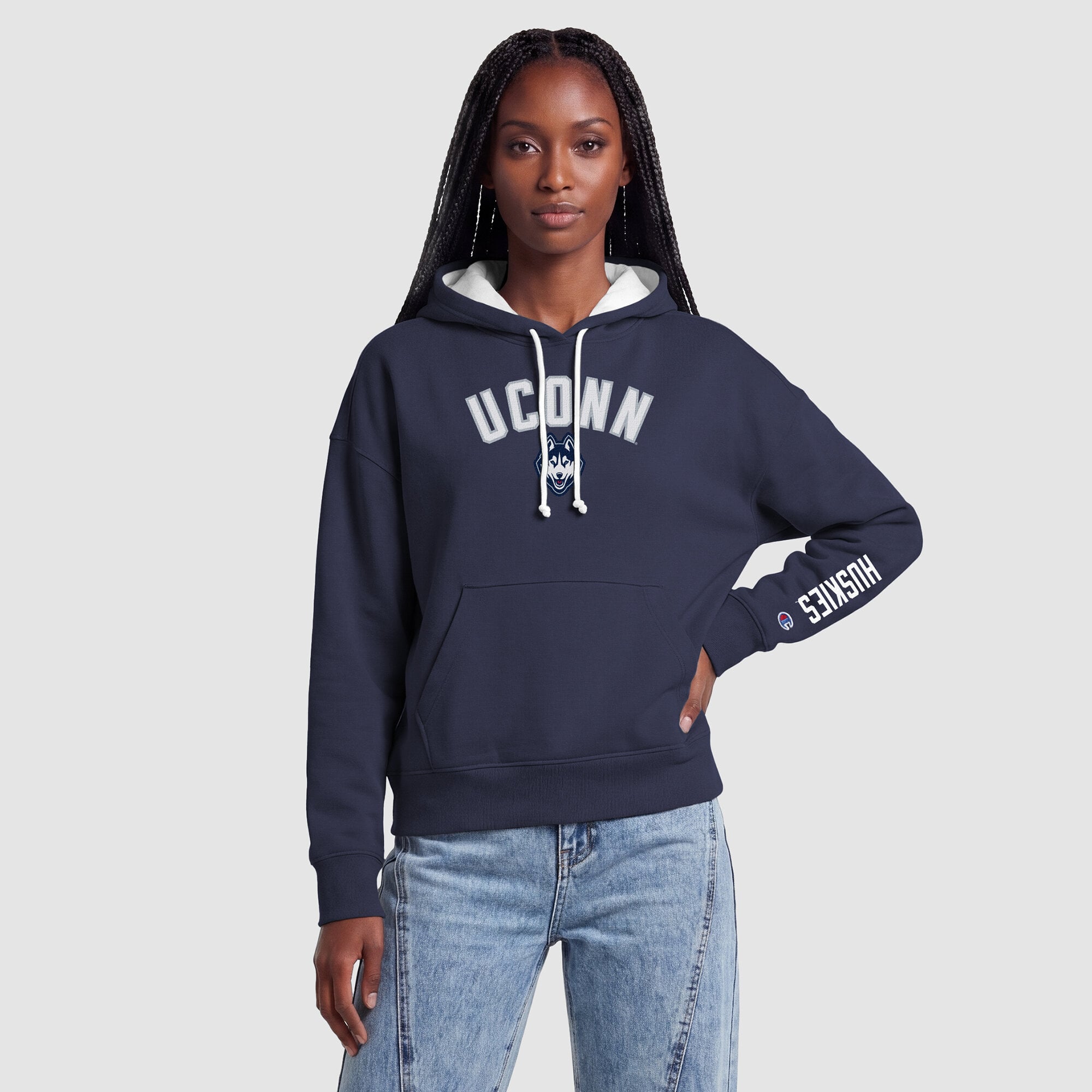 Sweat à capuche bleu marine des Huskies de l'UConn (femmes)