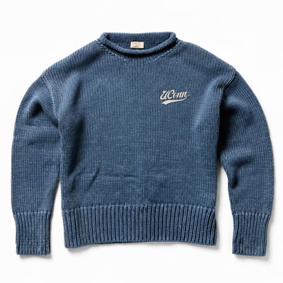 UConn Huskies FAHERTY Women's Sunwashed Roll Neck Sweater - Blue