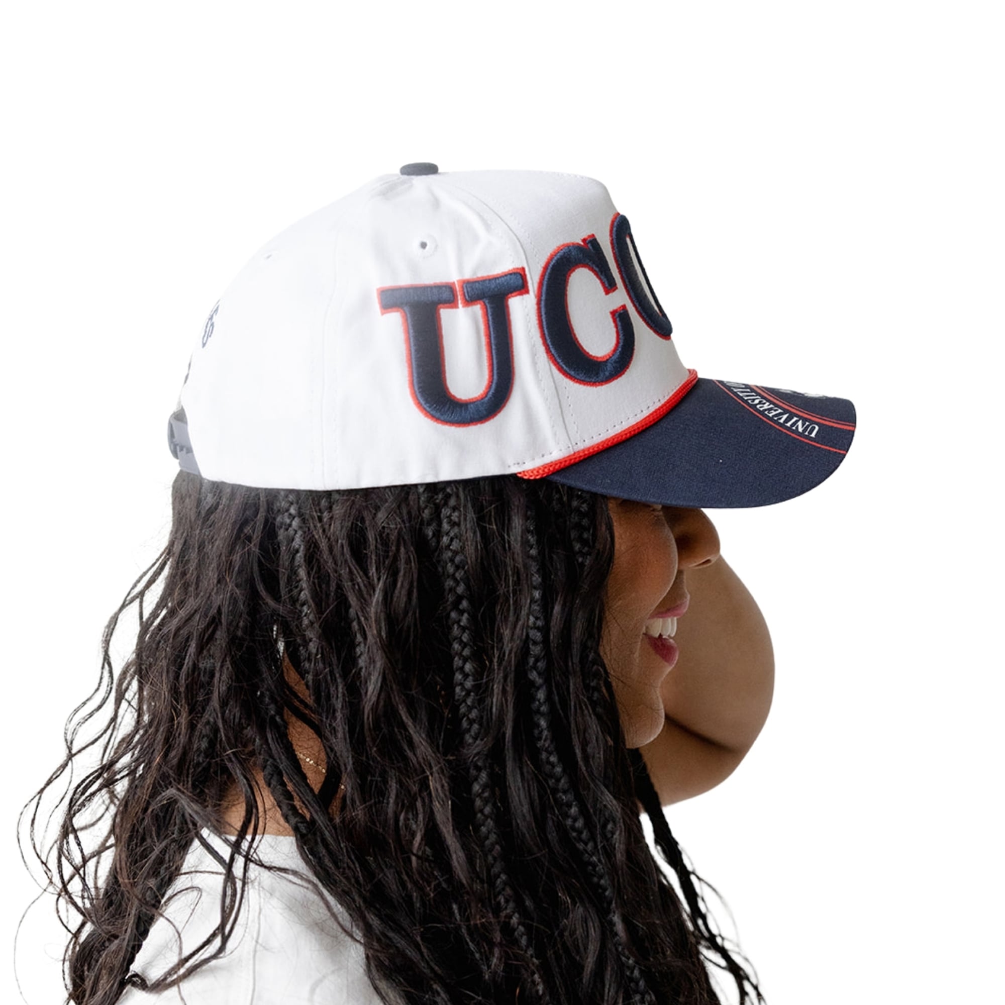 Women's Gameday Social  White/Navy UConn Huskies Five-Panel Rope Away Adjustable Hat