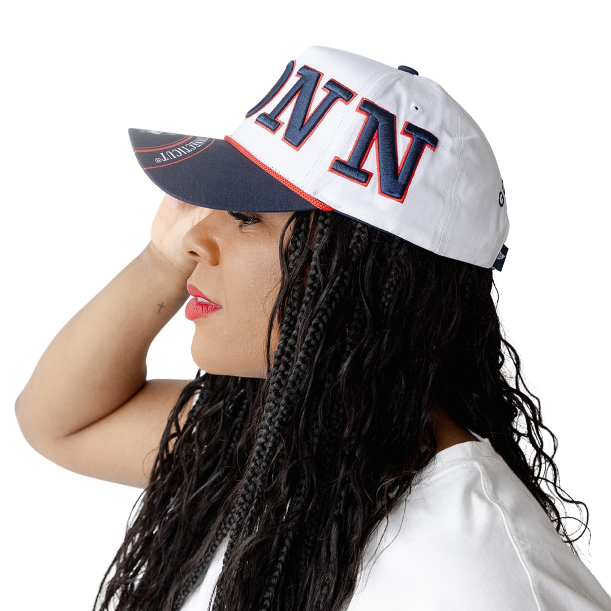 Women's Gameday Social  White/Navy UConn Huskies Five-Panel Rope Away Adjustable Hat