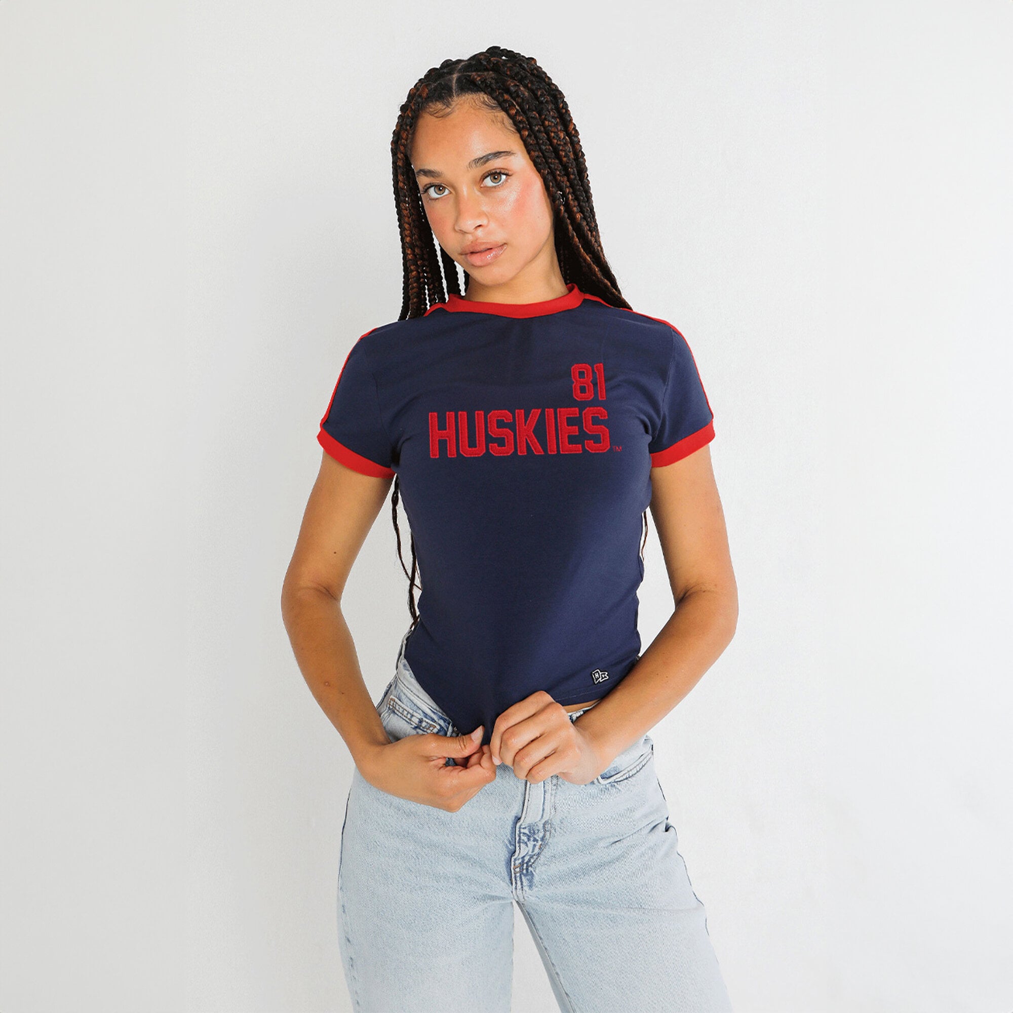 T-shirt bébé gardien de but UConn Huskies bleu marine la marque Hype and Vice pour femmes