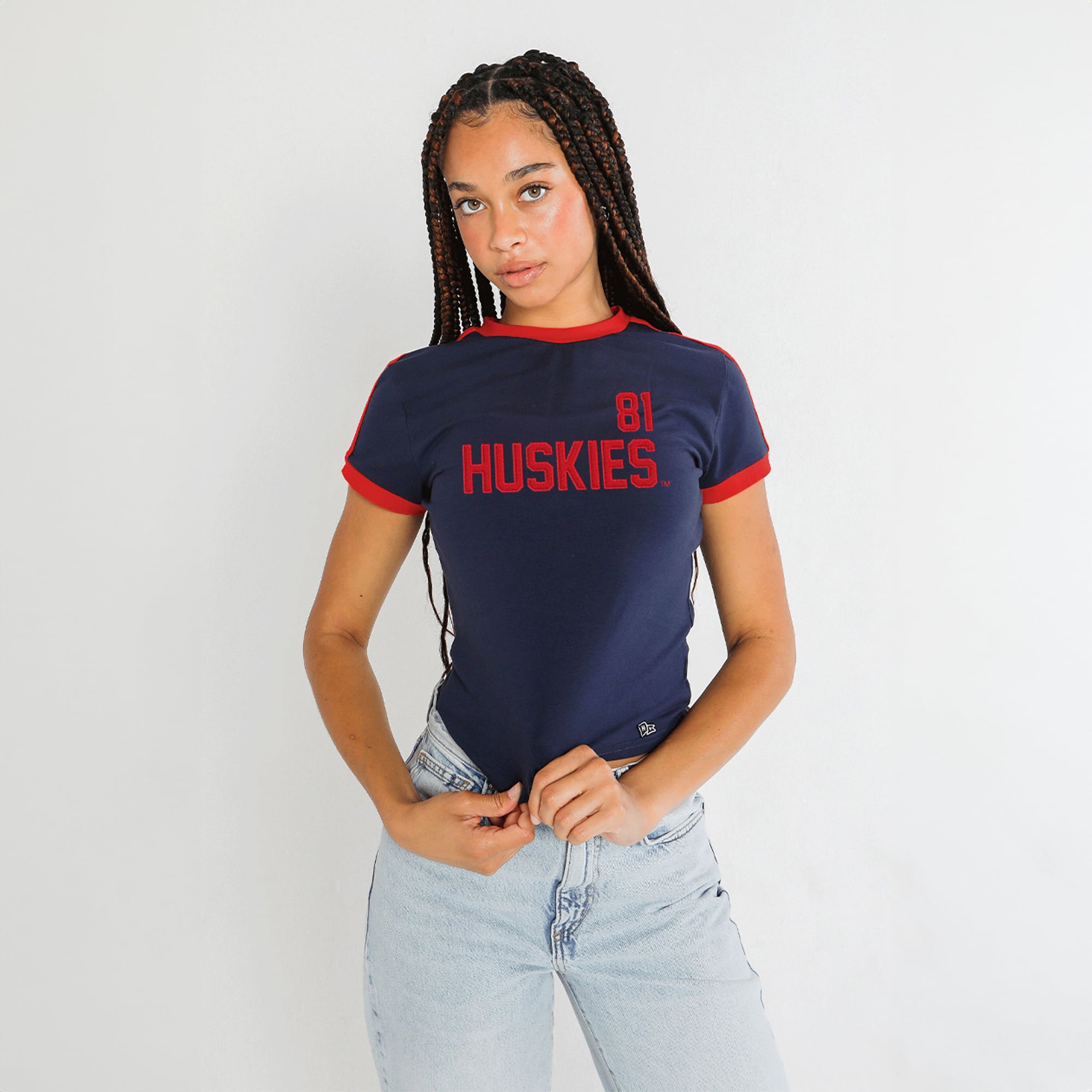 T-shirt bébé gardien de but UConn Huskies bleu marine la marque Hype and Vice pour femmes