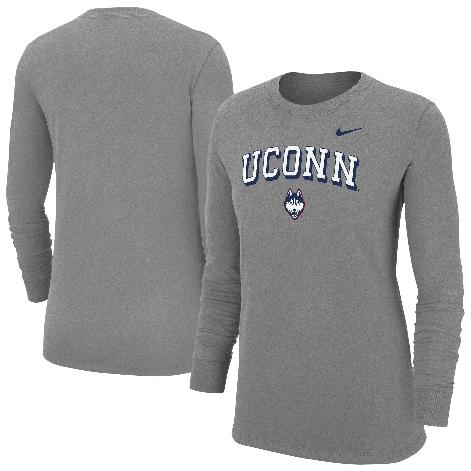 Women's Nike Heather Gray UConn Huskies Core Long Sleeve T-Shirt