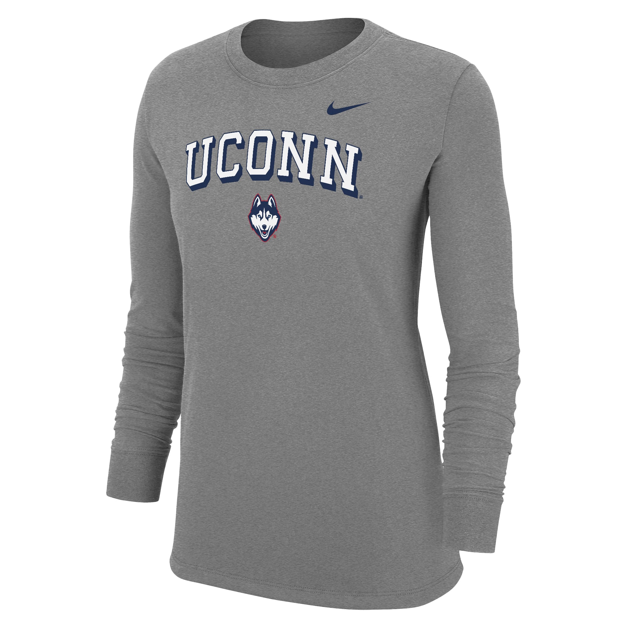 Women's Nike Heather Gray UConn Huskies Core Long Sleeve T-Shirt