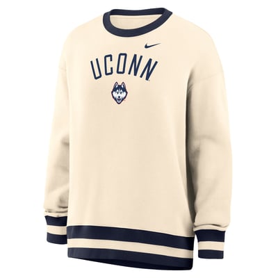 UConn Huskies Nike Women's Oversized Phoenix Fleece Sweatshirt - Natural