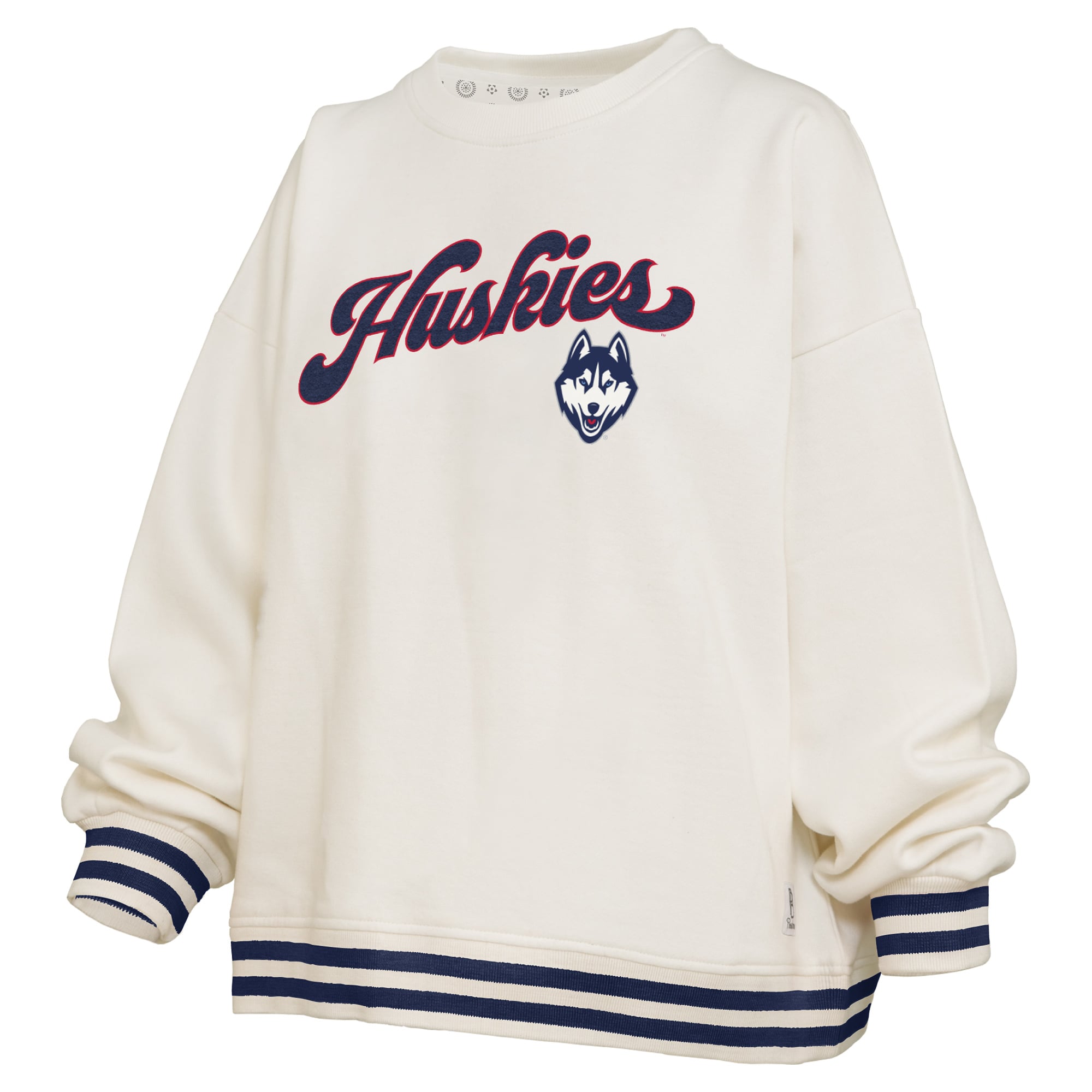 Sweat-shirt côtelé en chenille crème Pressbox pour femmes UConn Huskies Bonanza