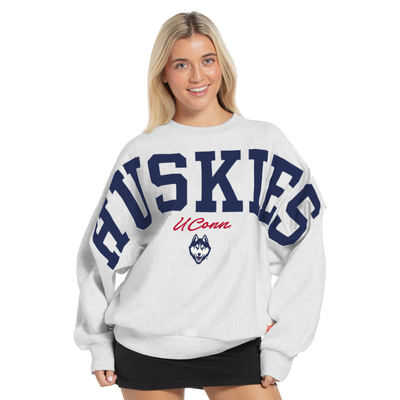 UConn Huskies Pressbox Women's Flannigan Oversized Fleece Sweatshirt - Heather Gray