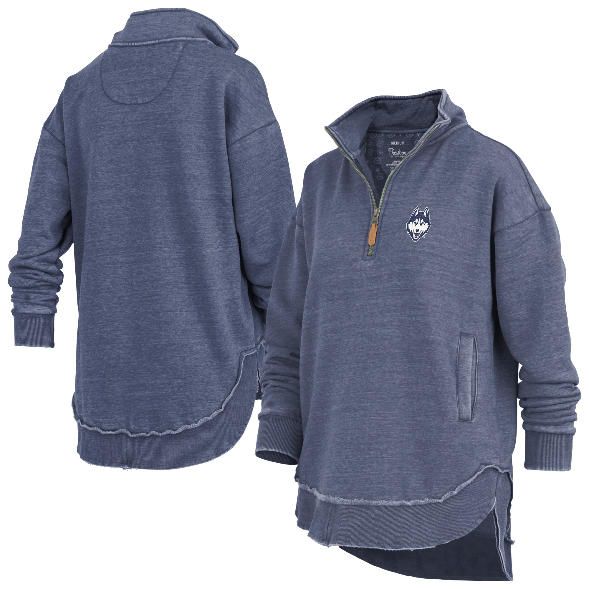 Women's Pressbox Navy UConn Huskies Northfork Sojourn Poncho Quarter-Zip Sweatshirt