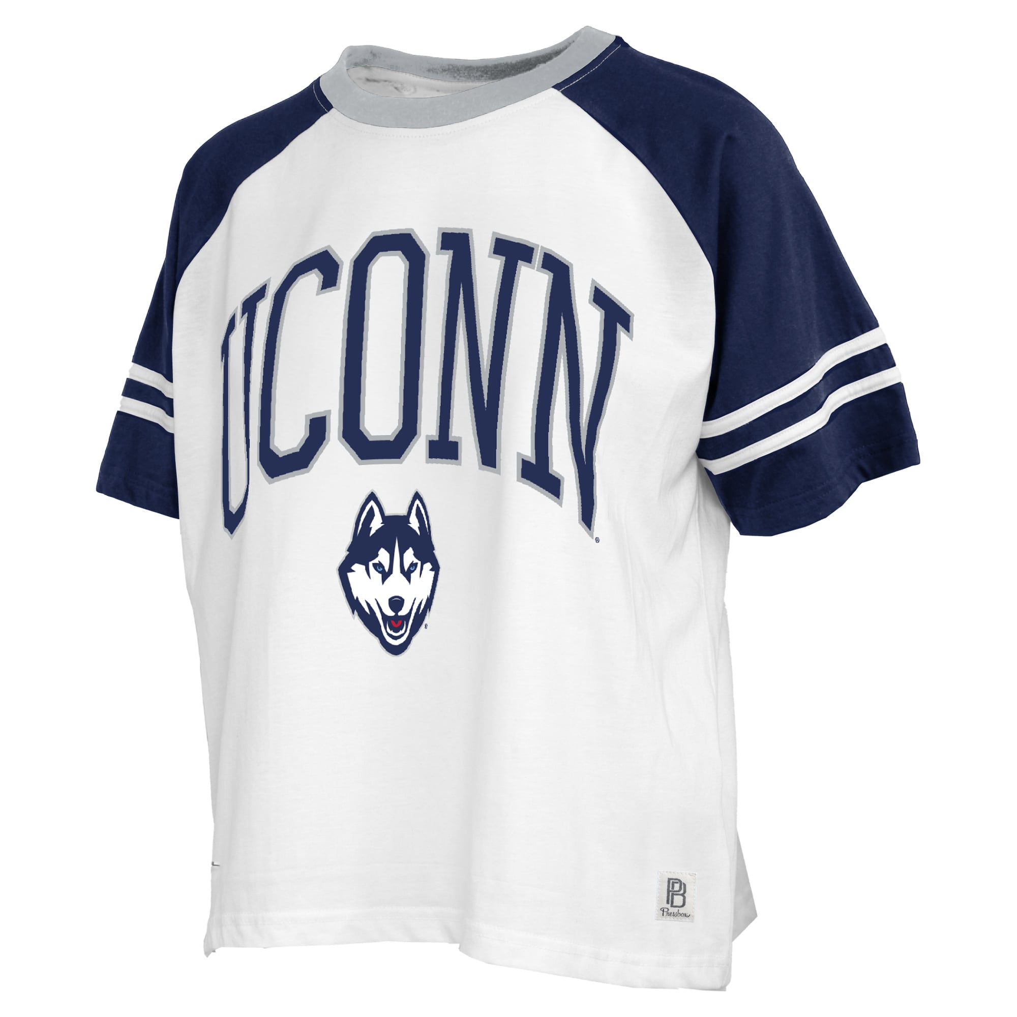 T-shirt Pressbox blanc pour femmes UConn Huskies Sky Colorblock