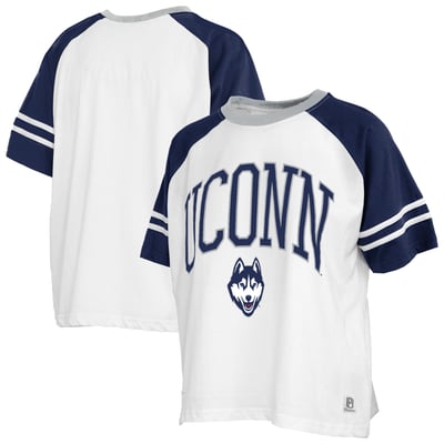  UConn Huskies Pressbox Women's Sky Colorblock T-Shirt - White