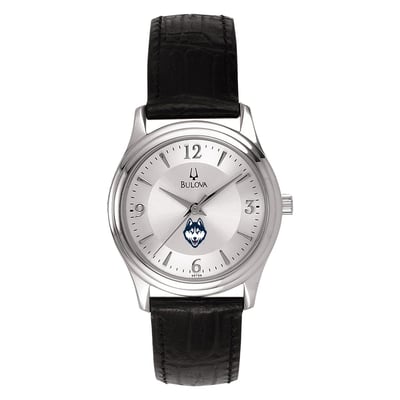 UConn Huskies Women's Leather Watch - Silver