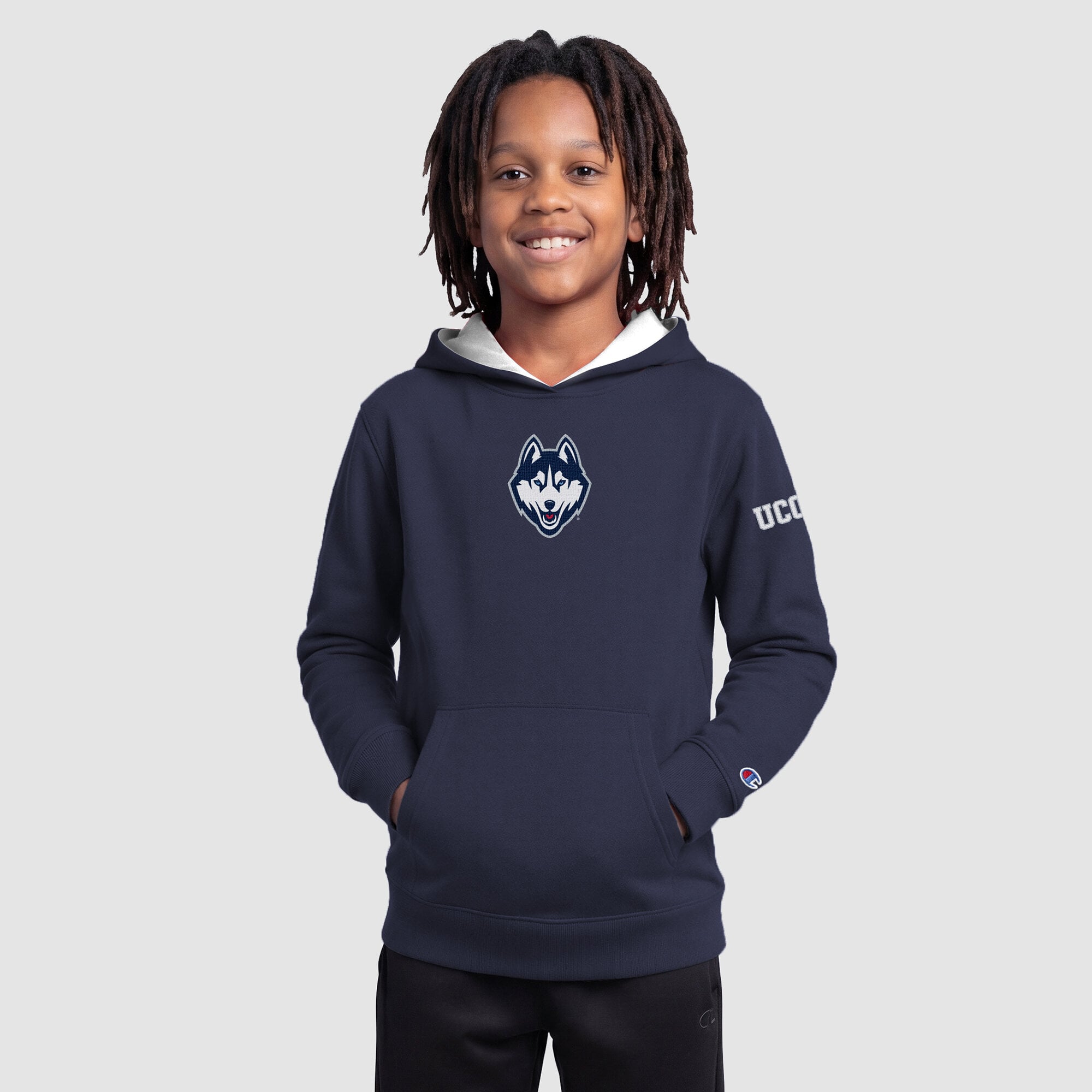 Youth Champion  Navy UConn Huskies Fleece Hoodie
