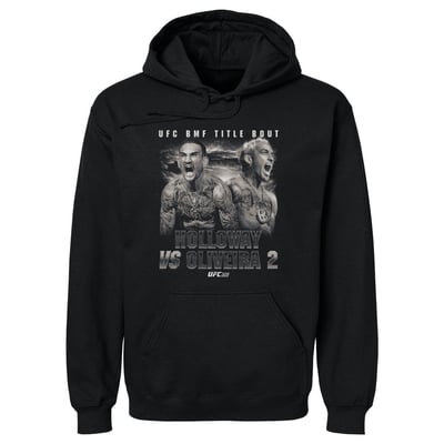  UFC 500 Level Holloway Vs. Oliveira Match Up Portrait Hoodie - Black