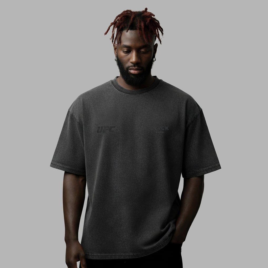 Unisex Blvck Paris x UFC Black Acid Wash Essential T-Shirt