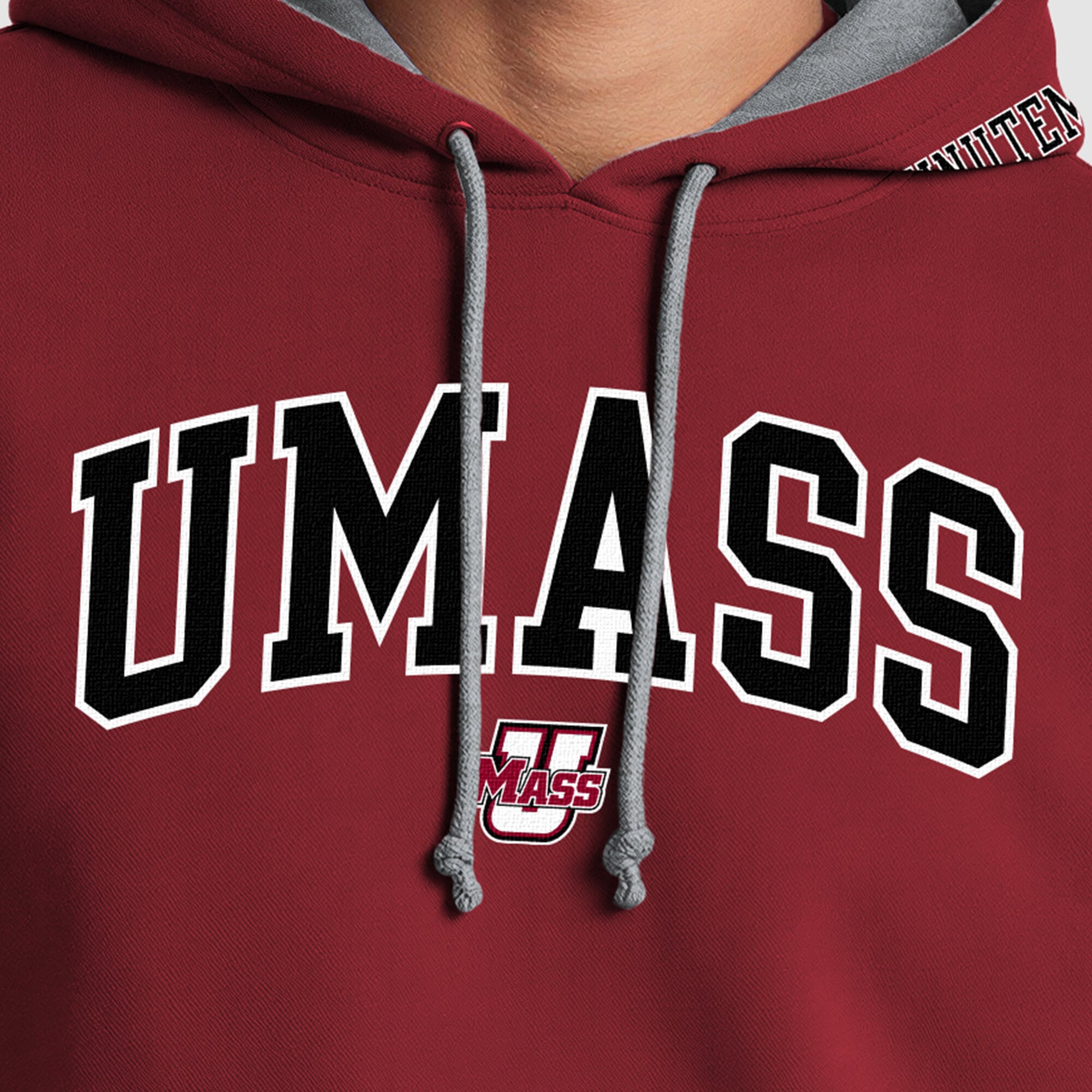 Men's Champion Maroon/Heather Gray UMass Minutemen Contrast Hoodie