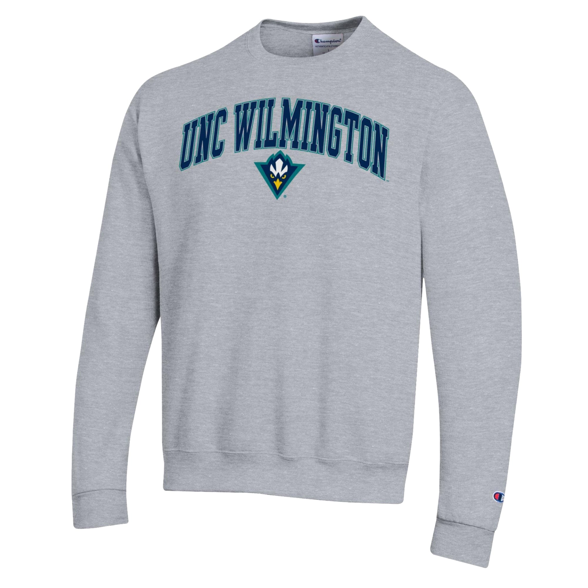 Sweat-shirt Champion pour homme, gris chiné, UNC Wilmington Seahawks Arch Powerblend