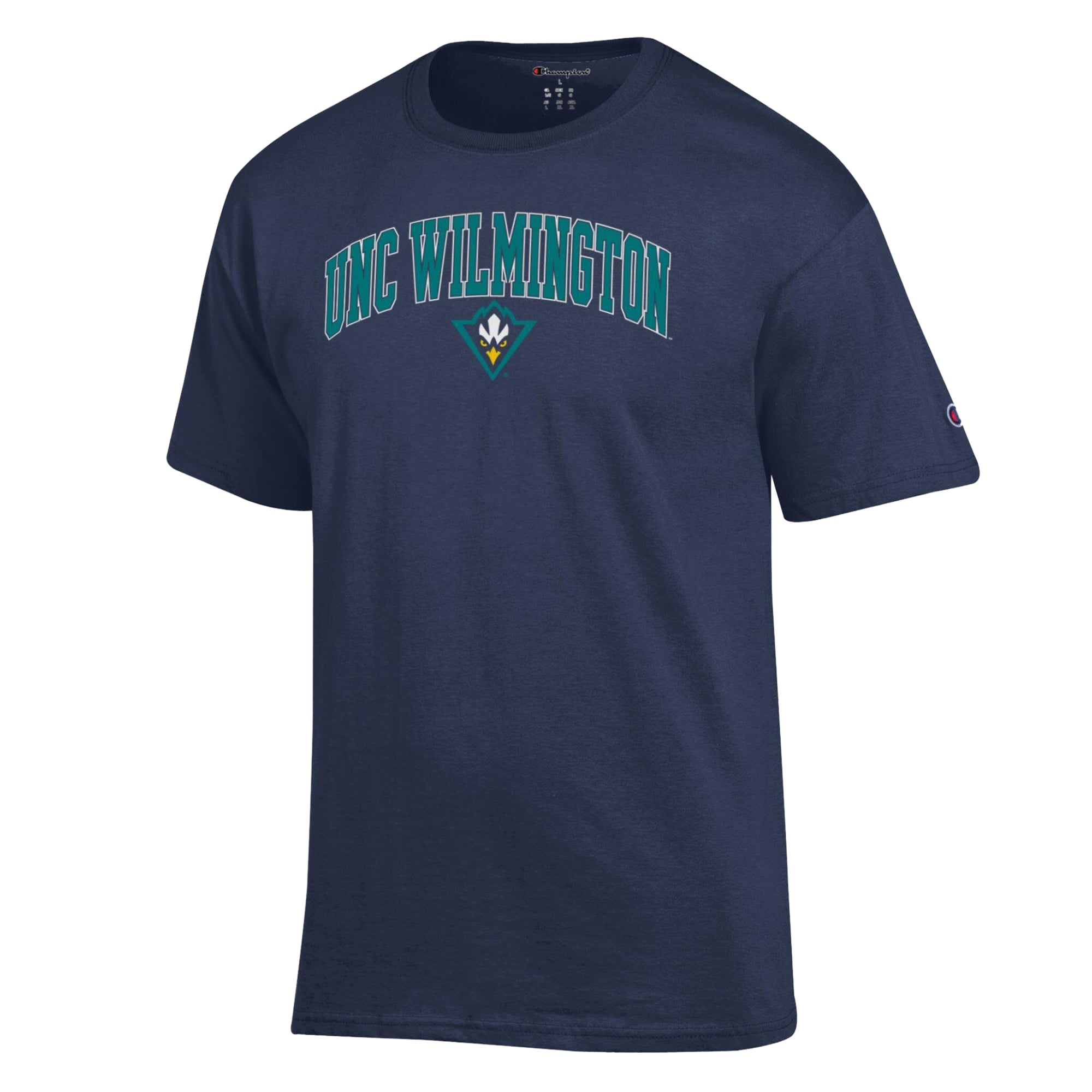 T-shirt Champion bleu marine pour homme avec logo en forme d'arche des Seahawks de l'UNC Wilmington