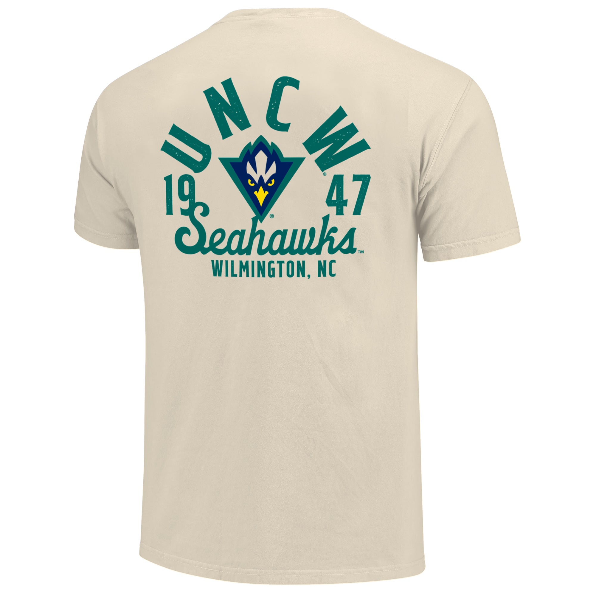 T-shirt crème pour homme avec logo mascotte des UNC Wilmington Seahawks