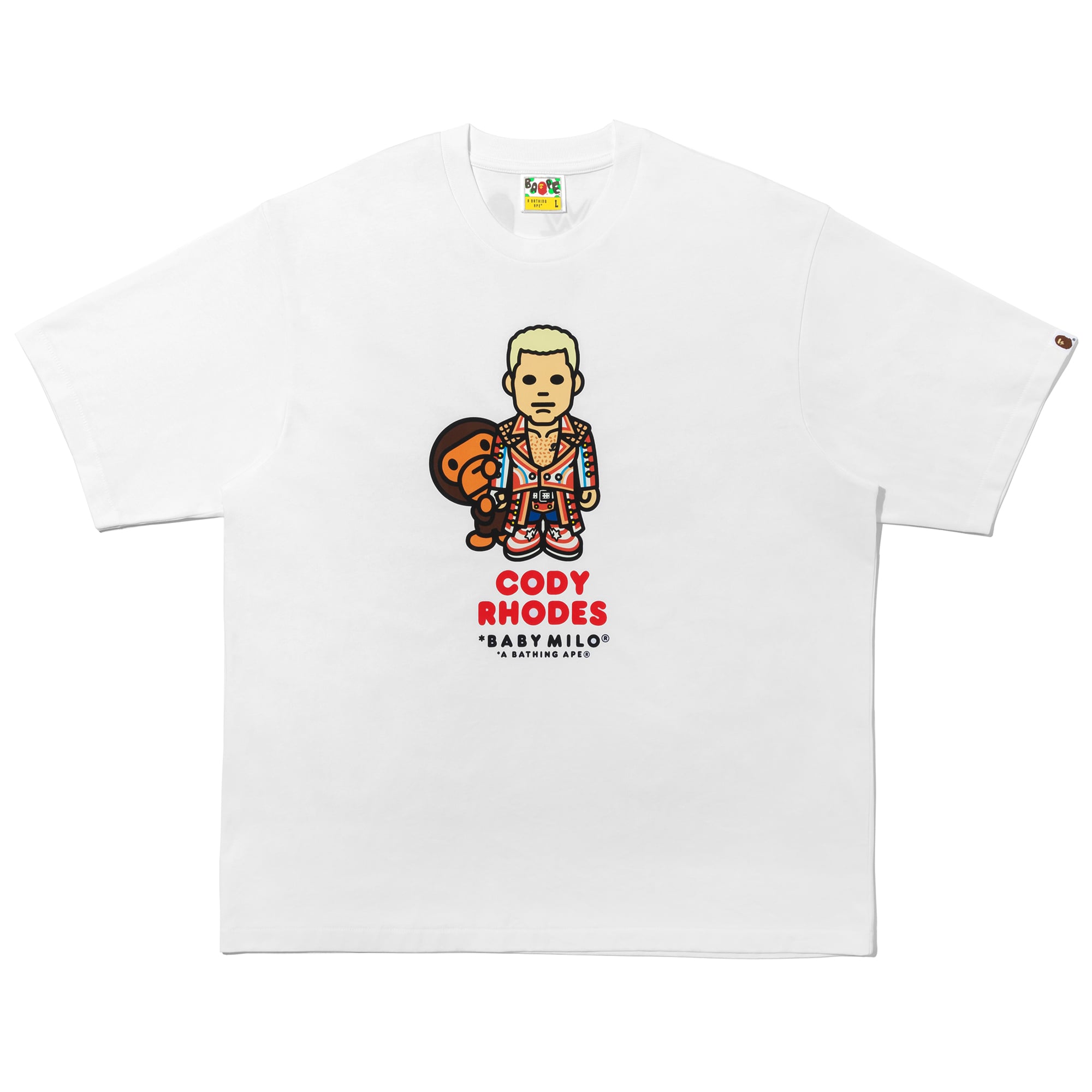 Unisex BAPE x WWE White Cody Rhodes Baby Milo Relaxed T-Shirt