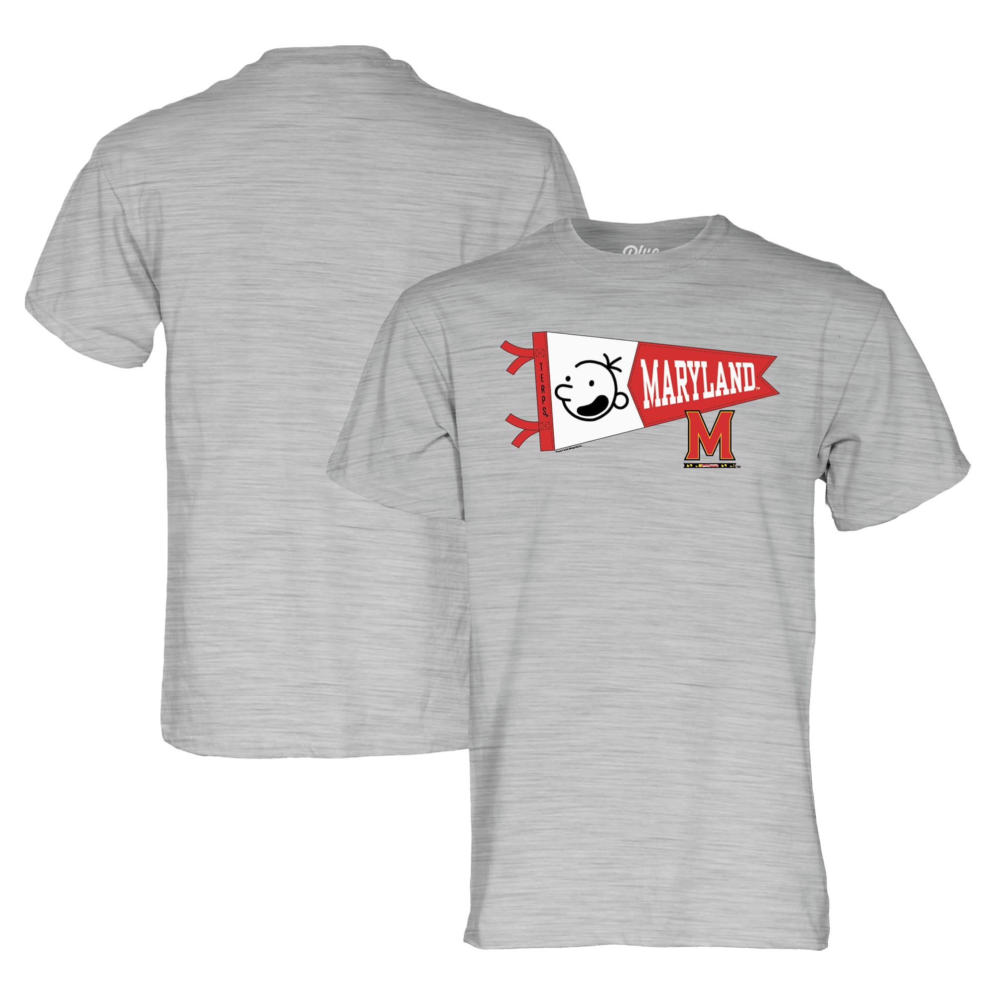 T-shirt unisexe bleu chiné 84 Maryland Terrapins x Journal d'un dégonflé avec fanion