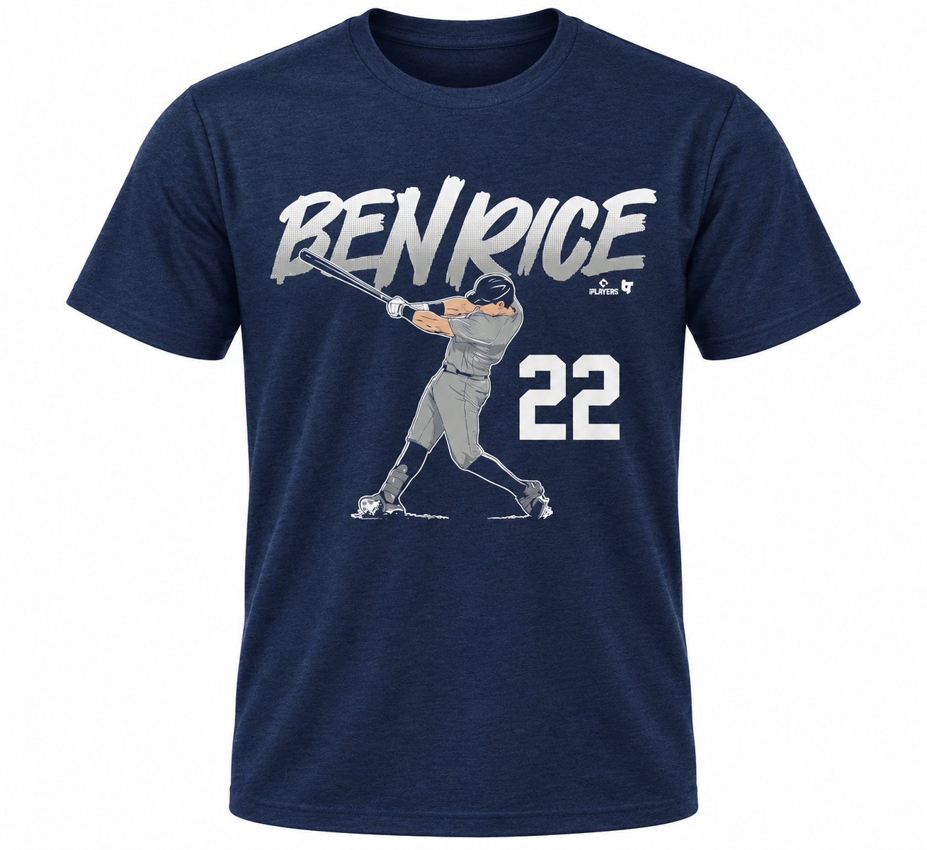 T-shirt unisexe BreakingT Ben Rice bleu marine New York Yankees Slugger Swing Number